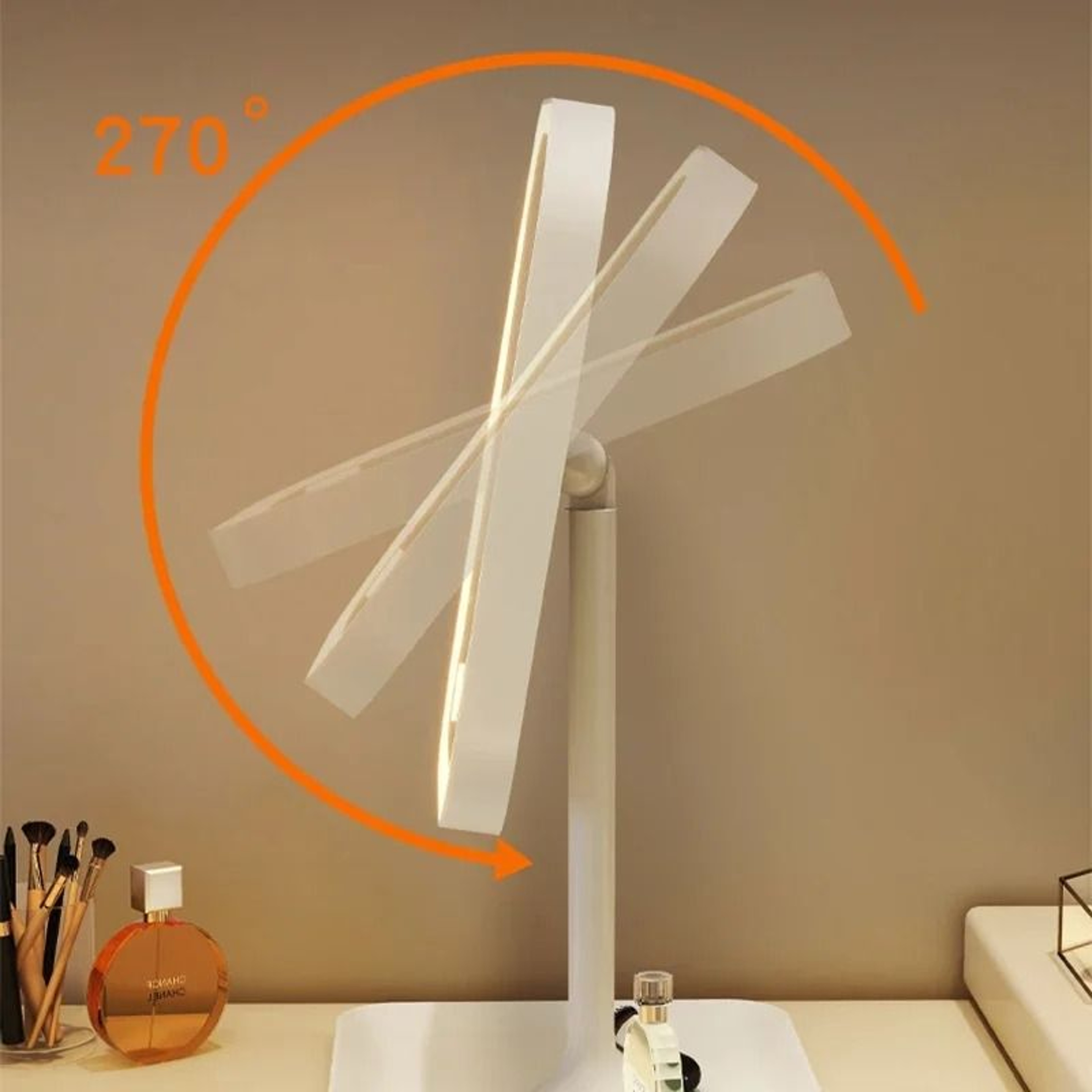 Dimmable 3Color LED Touch Control Desktop Vanity Mirror 2