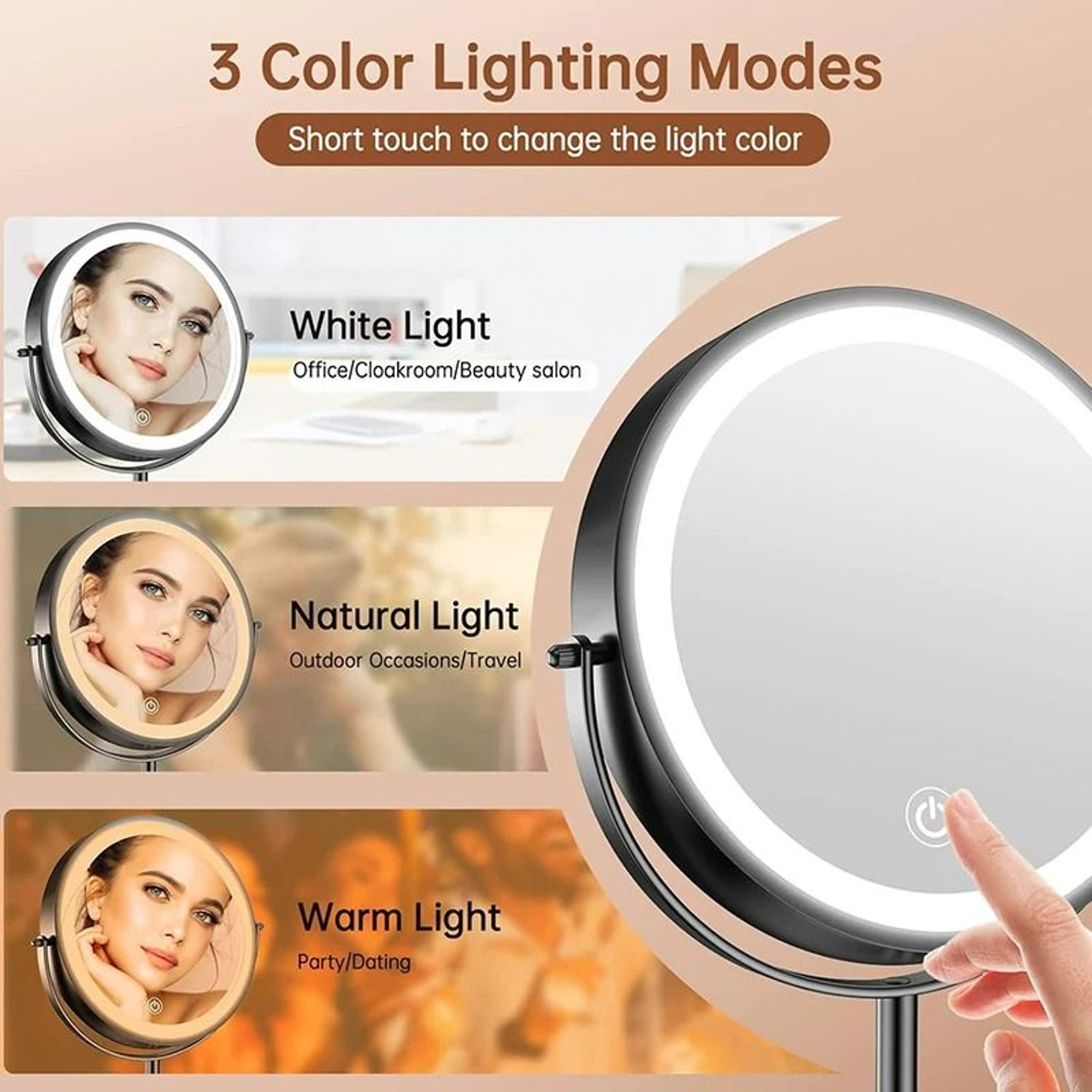 8Inch 10X Magnifying 360Degree Rotating Desktop Vanity Mirror 4