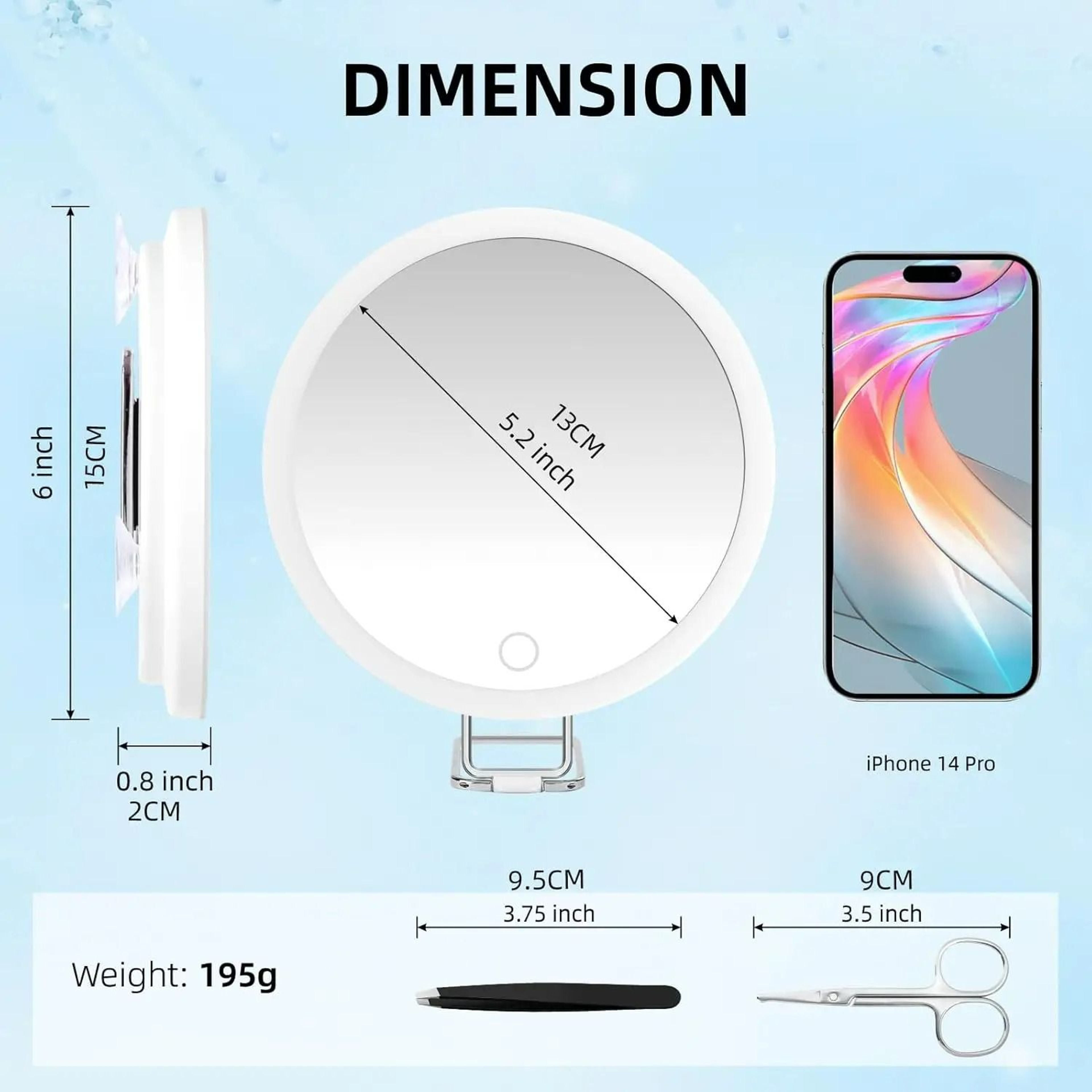 30X Magnifying LED Makeup Mirror Set With Tweezers  Scissors 5