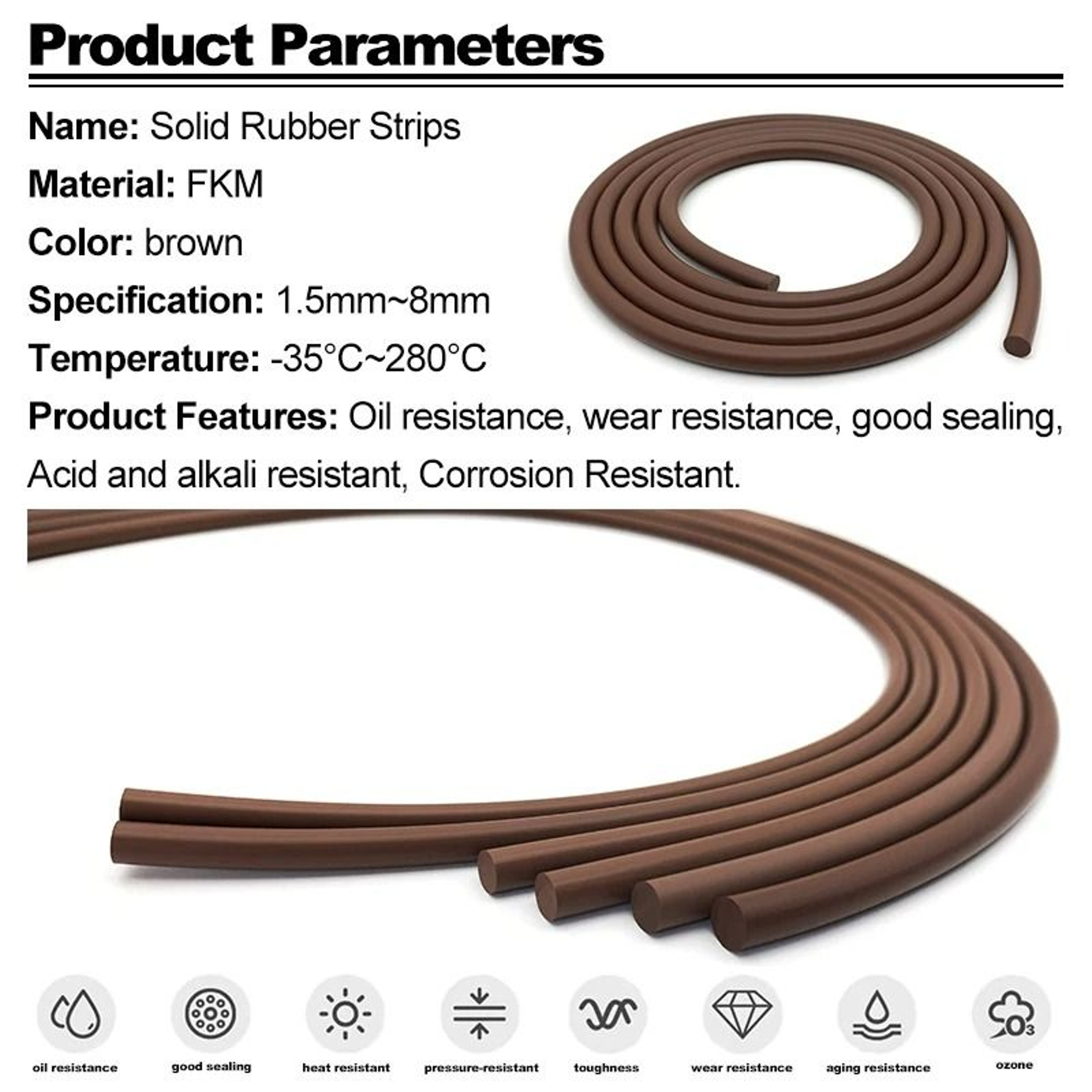 Round FKM Fluorine Rubber Seal Cord 2