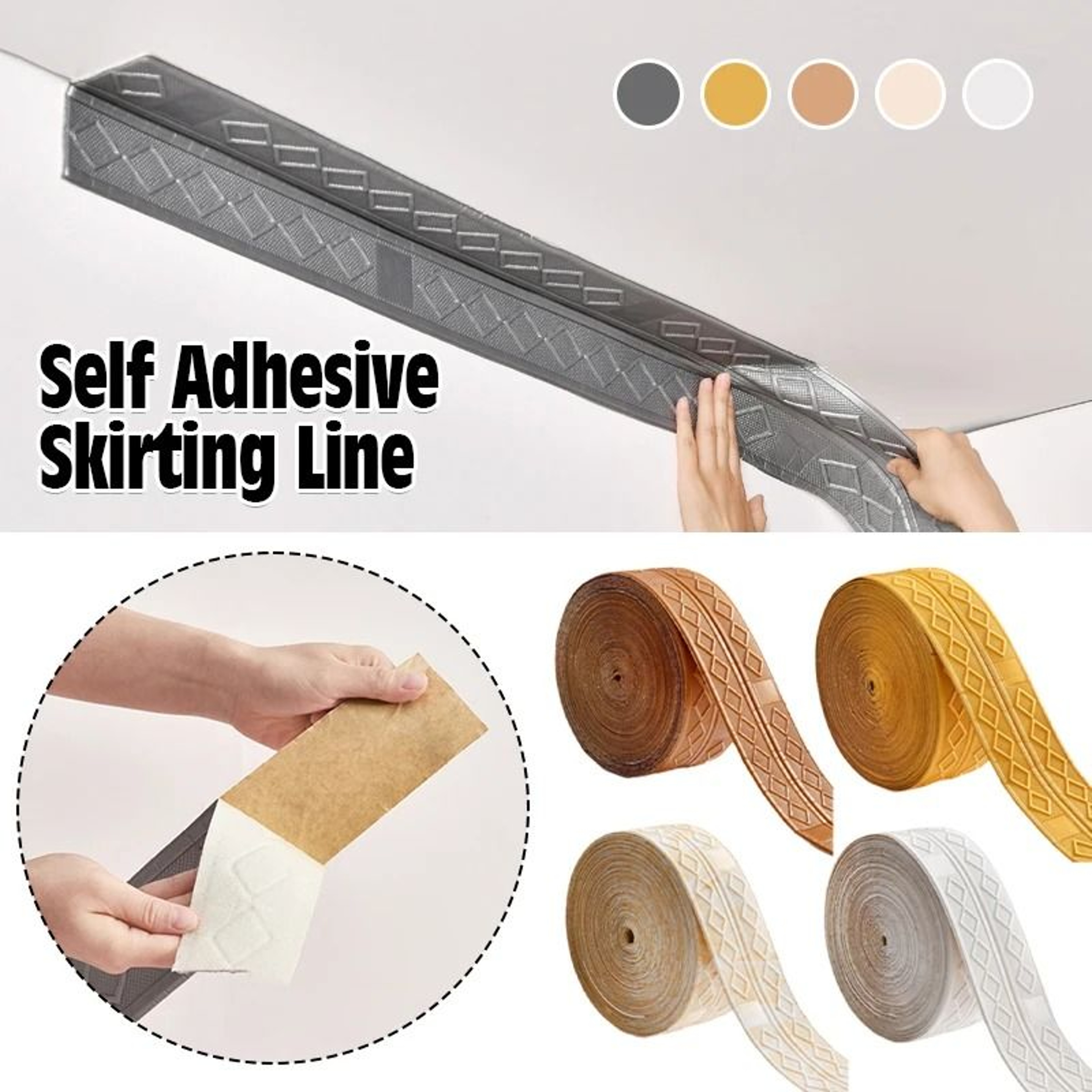 3D Diamond Pattern SelfAdhesive Wall Skirting Border 1