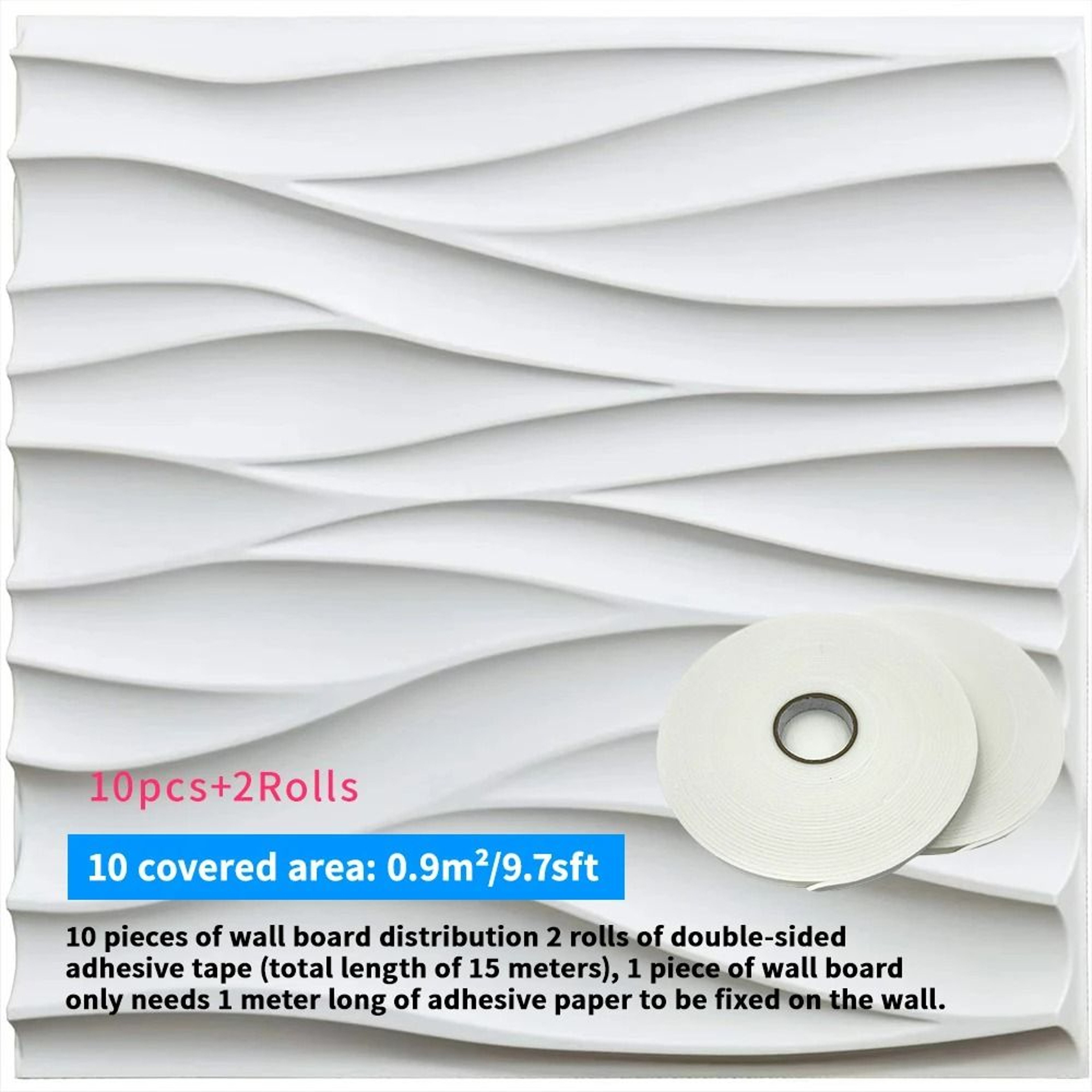 3D Sculpted Wave Modular Paintable Wall Panel Tiles 9