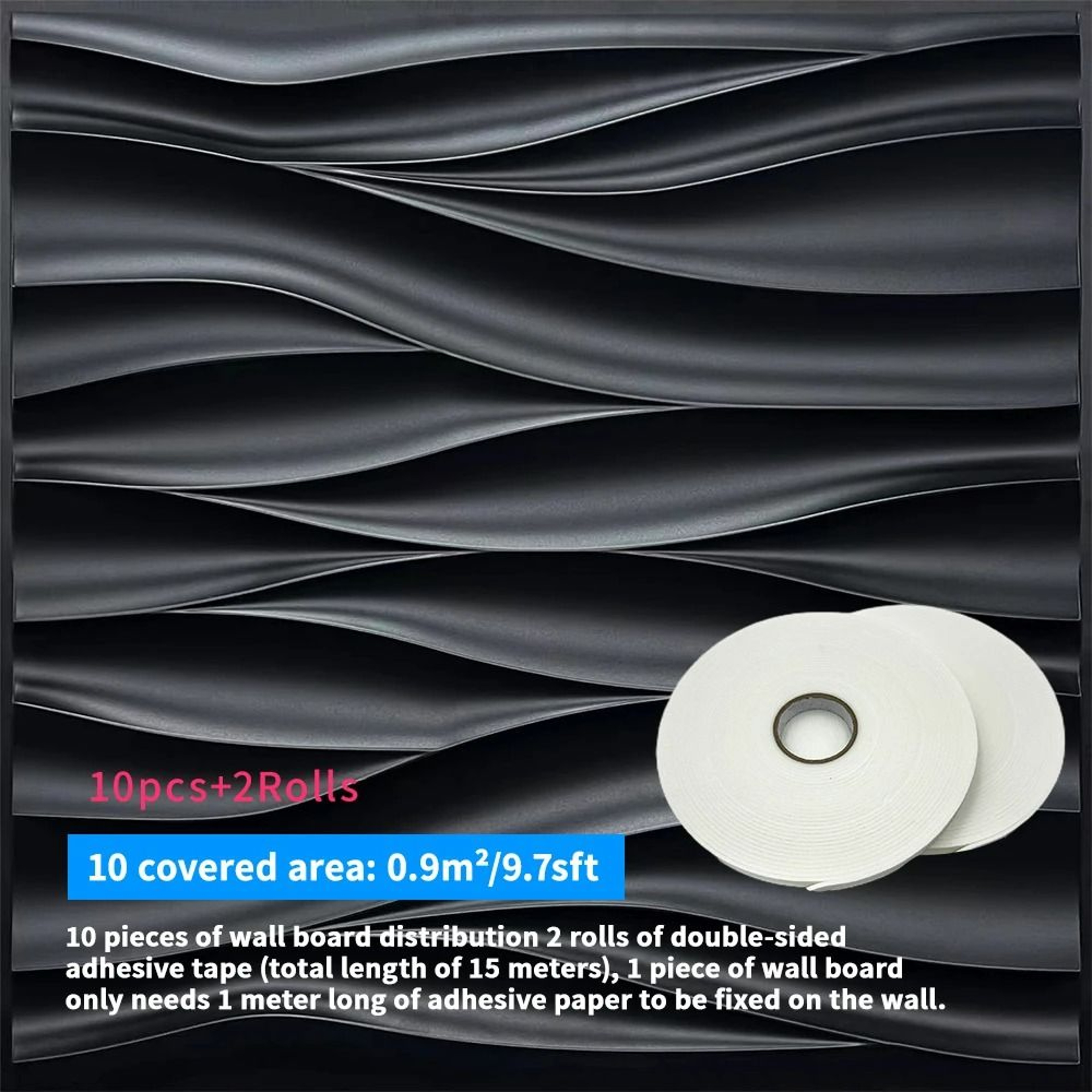 3D Sculpted Wave Modular Paintable Wall Panel Tiles 8