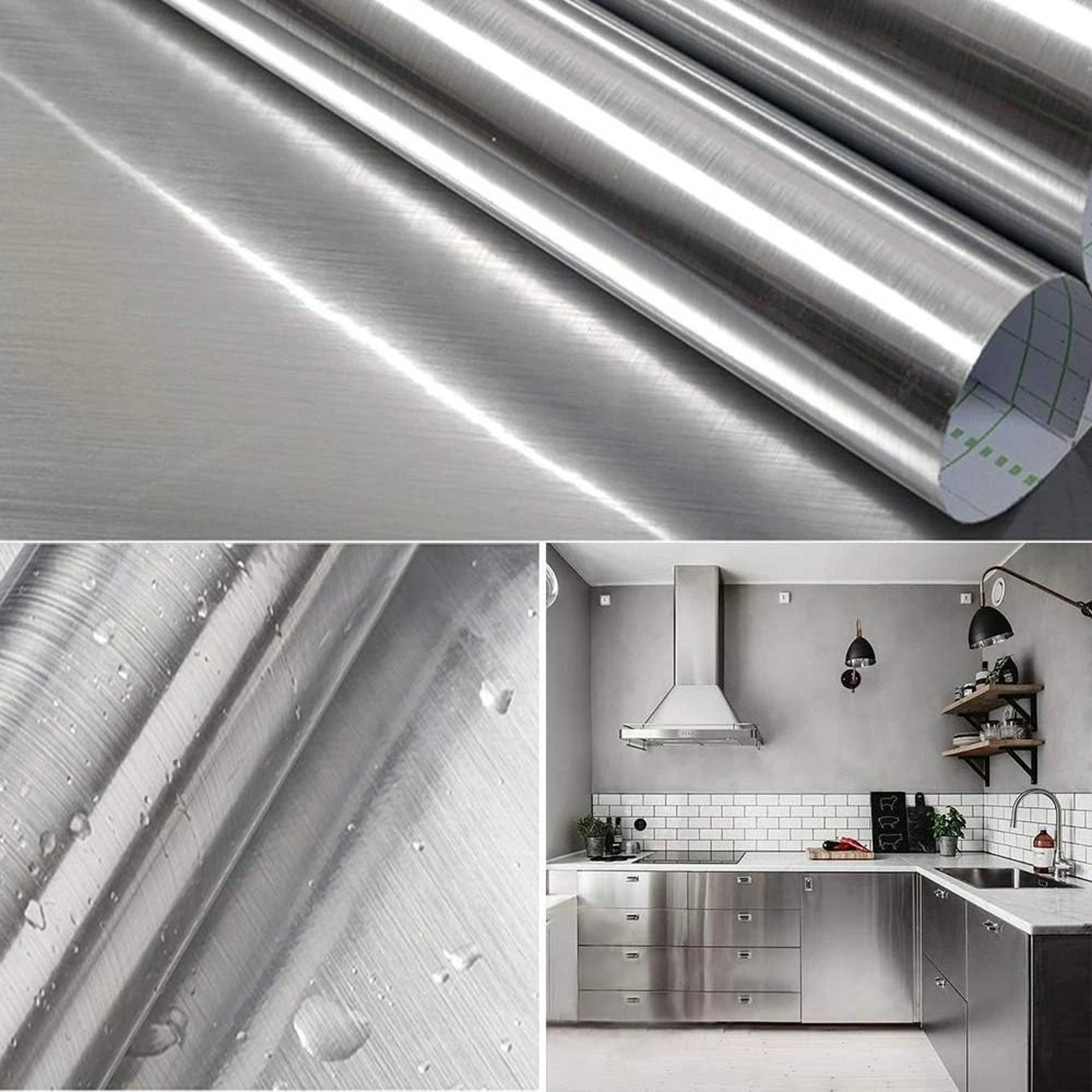 Brushed Metallic Stainless Steel Contact Paper Roll 7