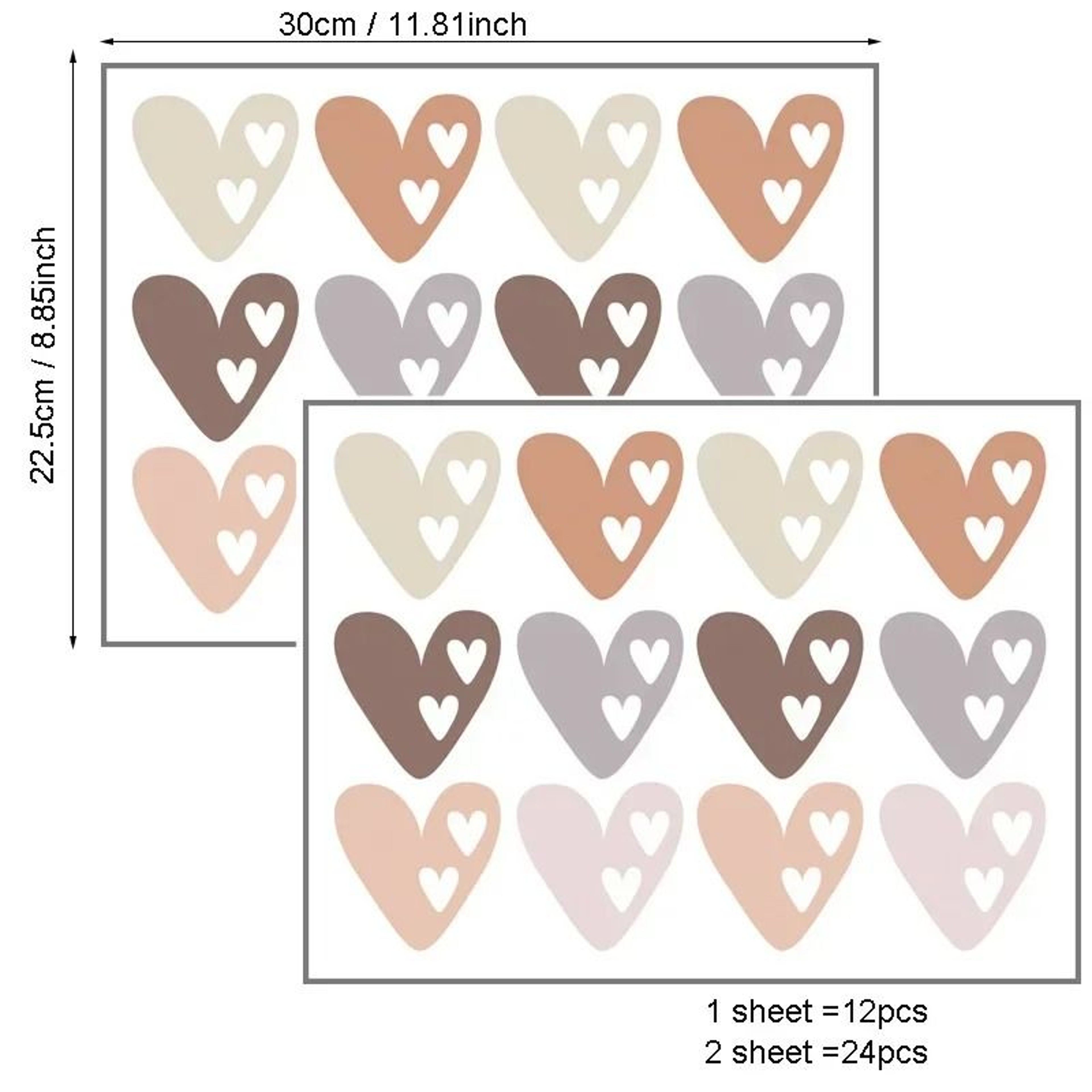 24Piece Heart Wall Sticker Decal Set 6