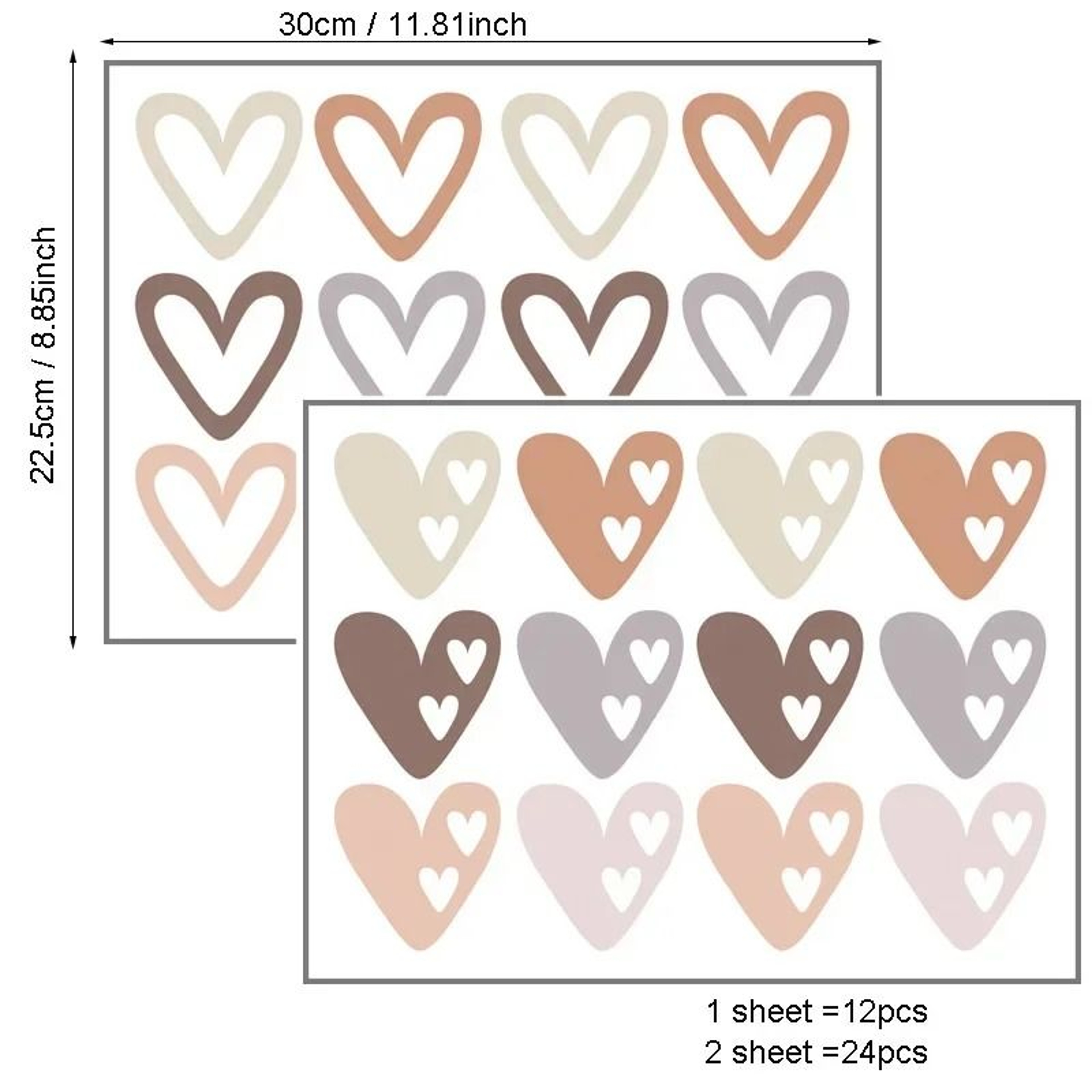 24Piece Heart Wall Sticker Decal Set 14