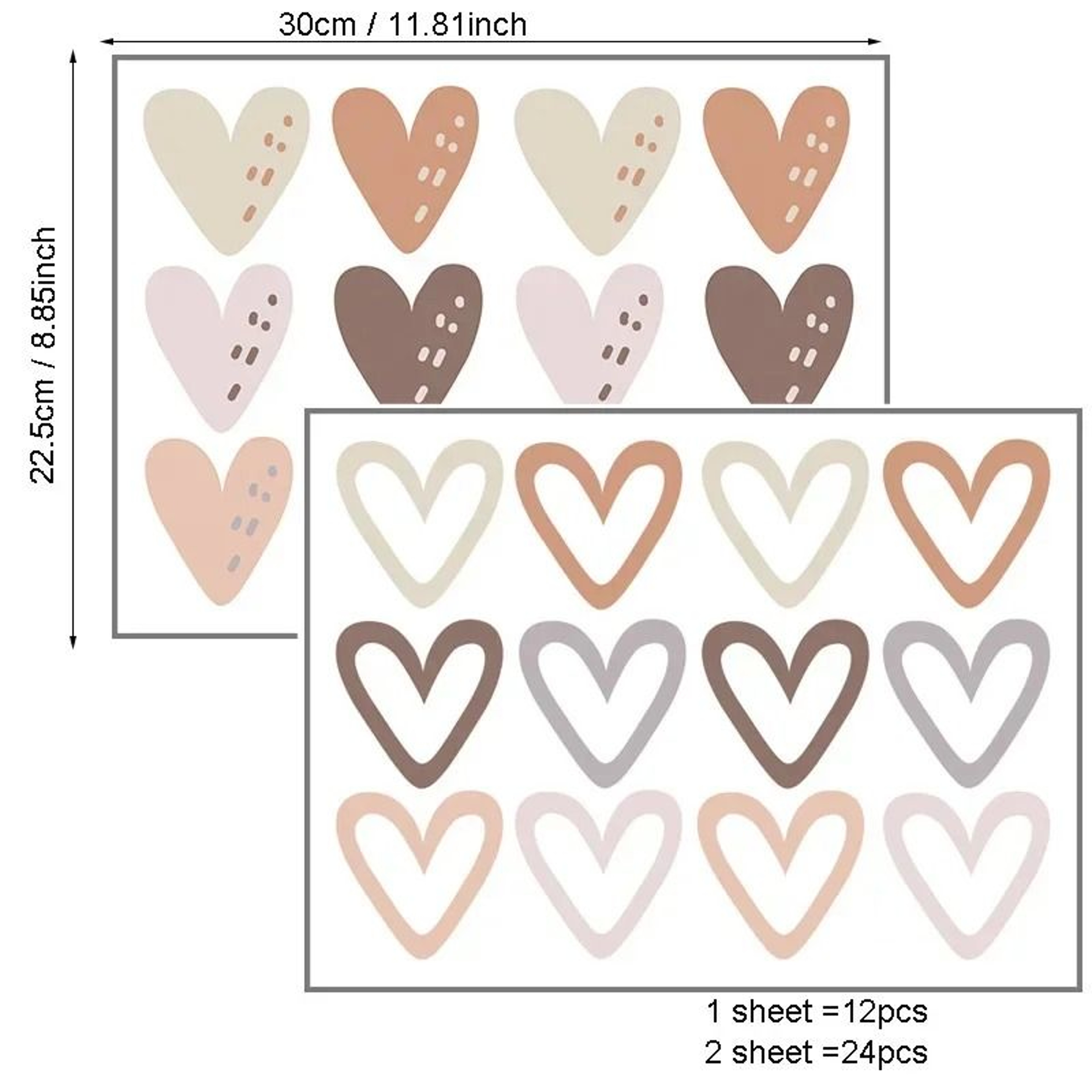 24Piece Heart Wall Sticker Decal Set 12