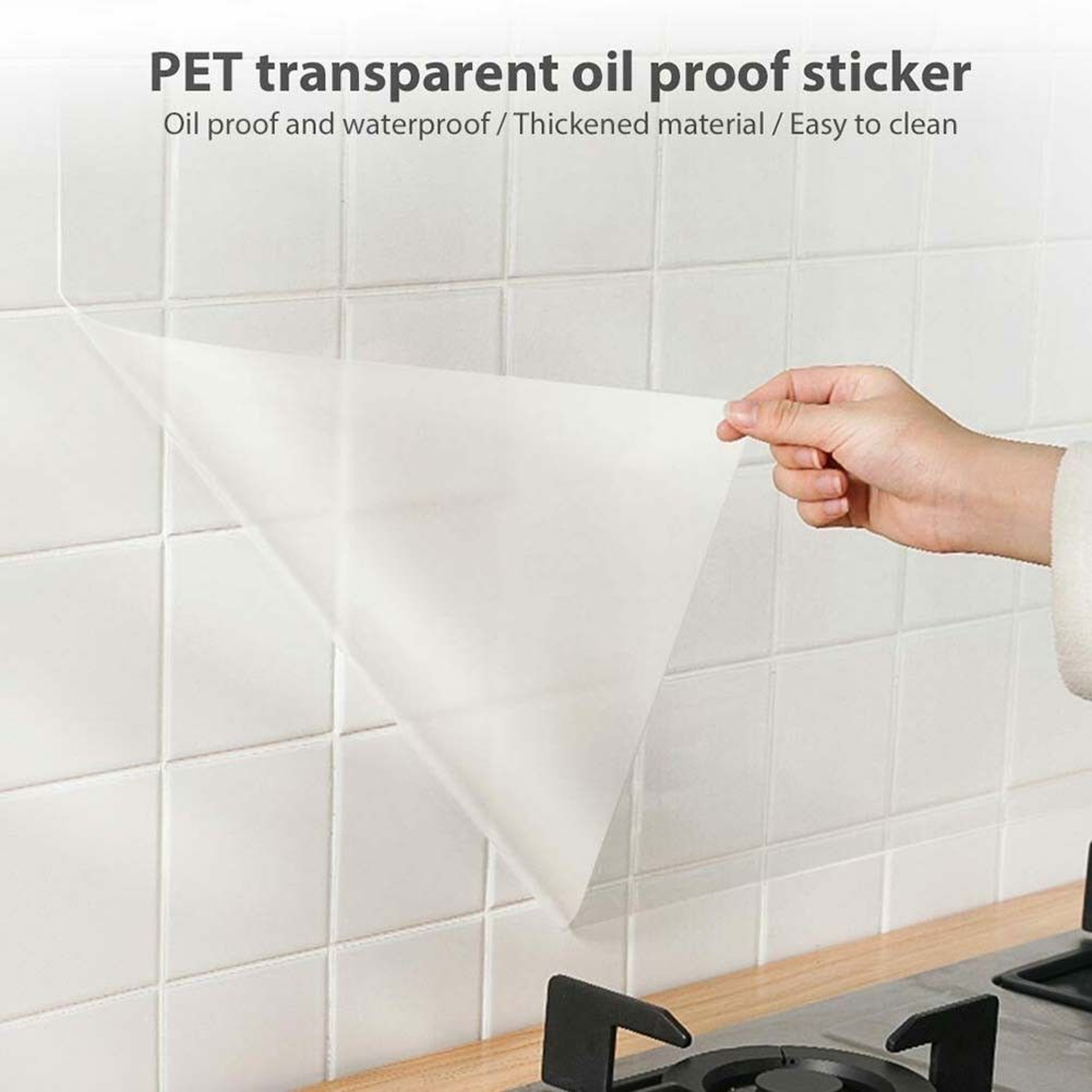 Transparent Kitchen OilProof  HeatResistant Protective Wall Sticker 1