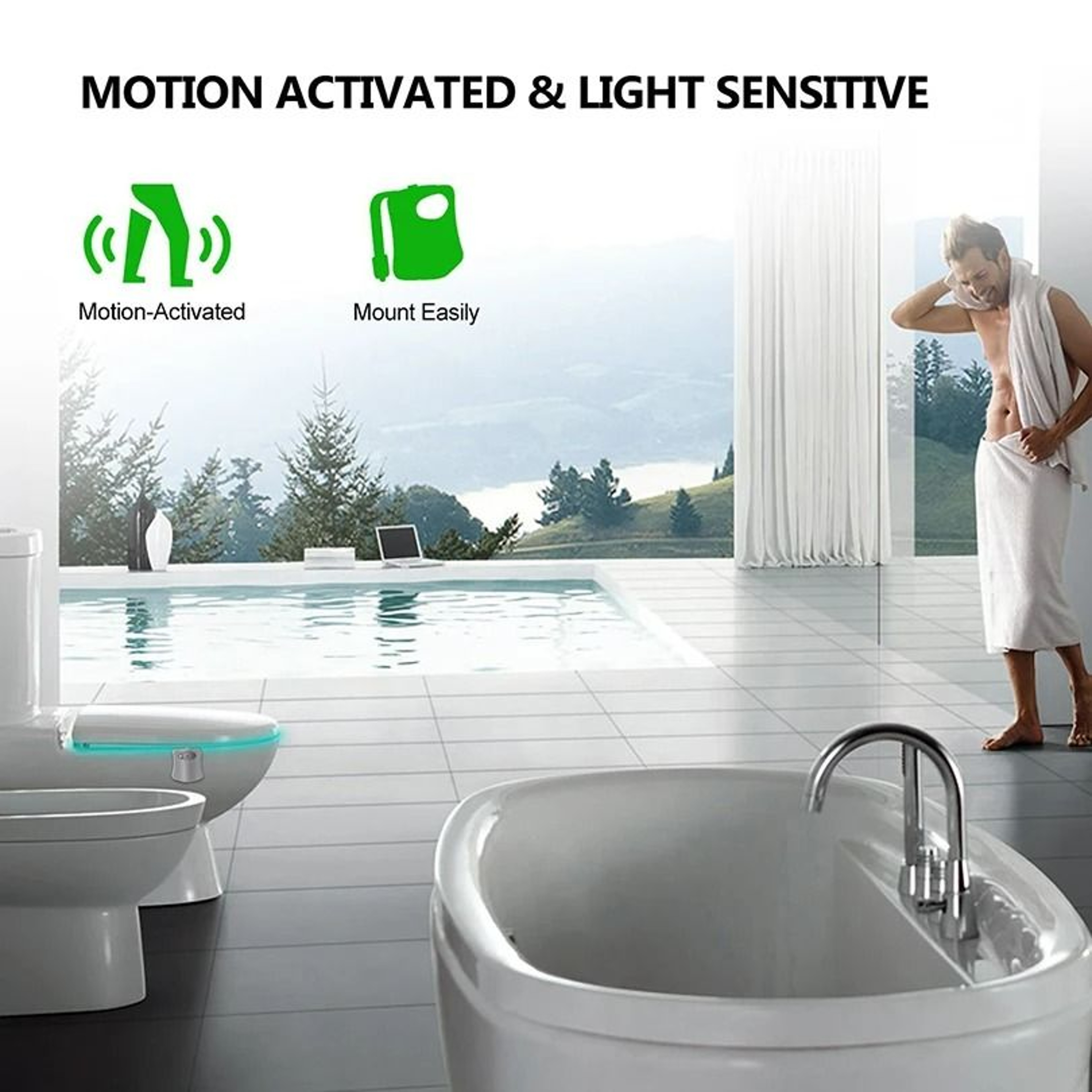 16Color Motion Sensor LED Toilet Bowl Night Light 5