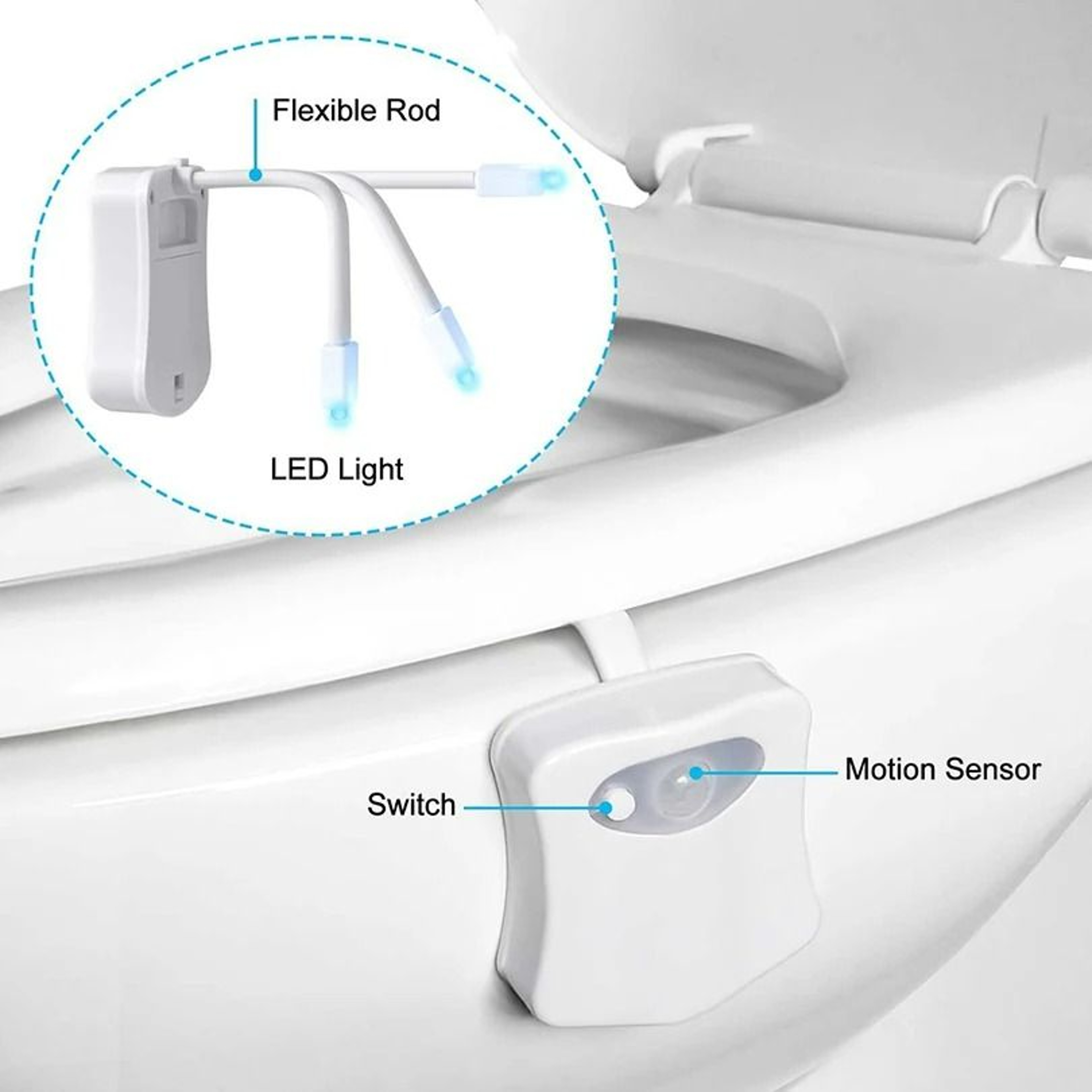 16Color Motion Sensor LED Toilet Bowl Night Light 3
