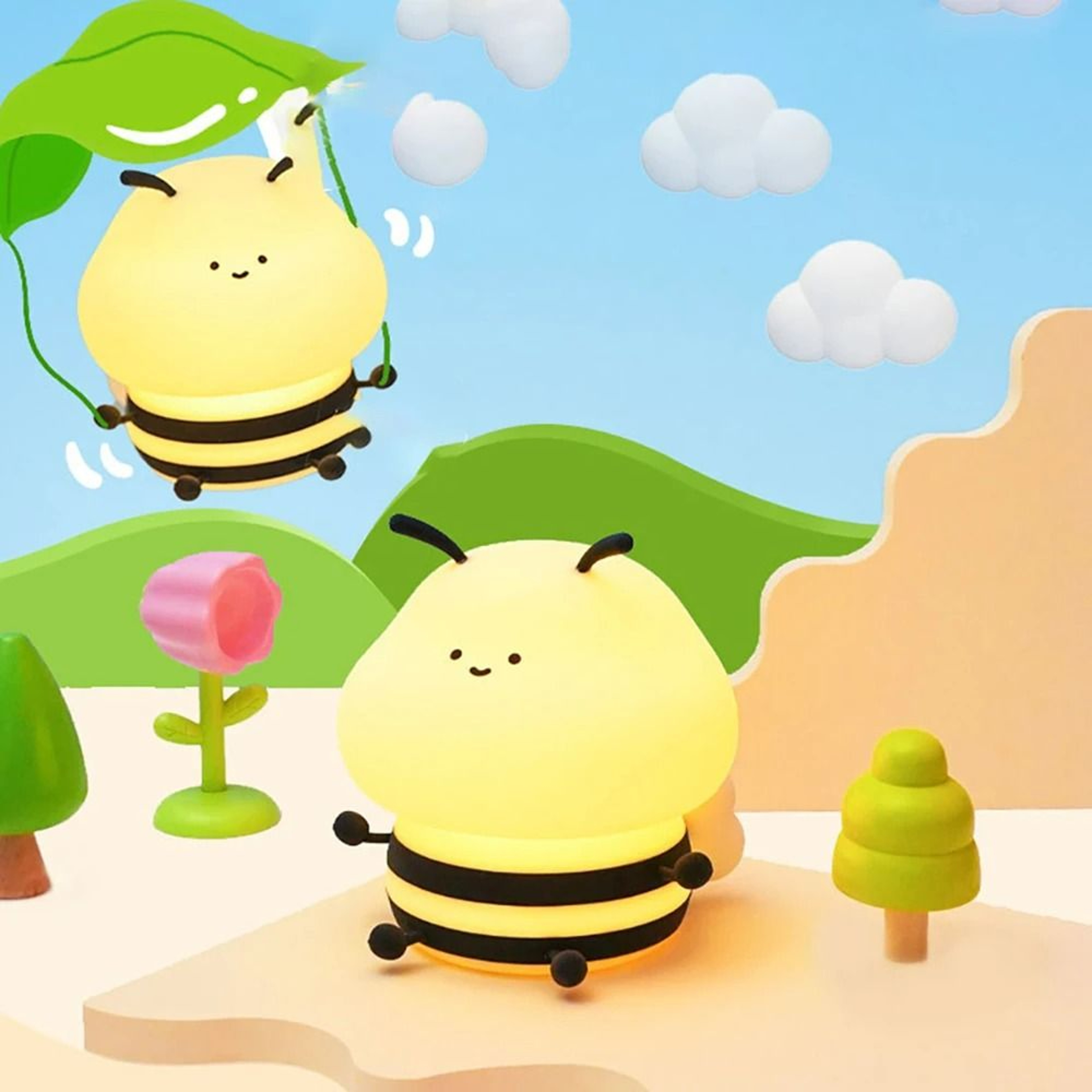 Cute Cartoon Little Bee Silicone LED Night Light 0