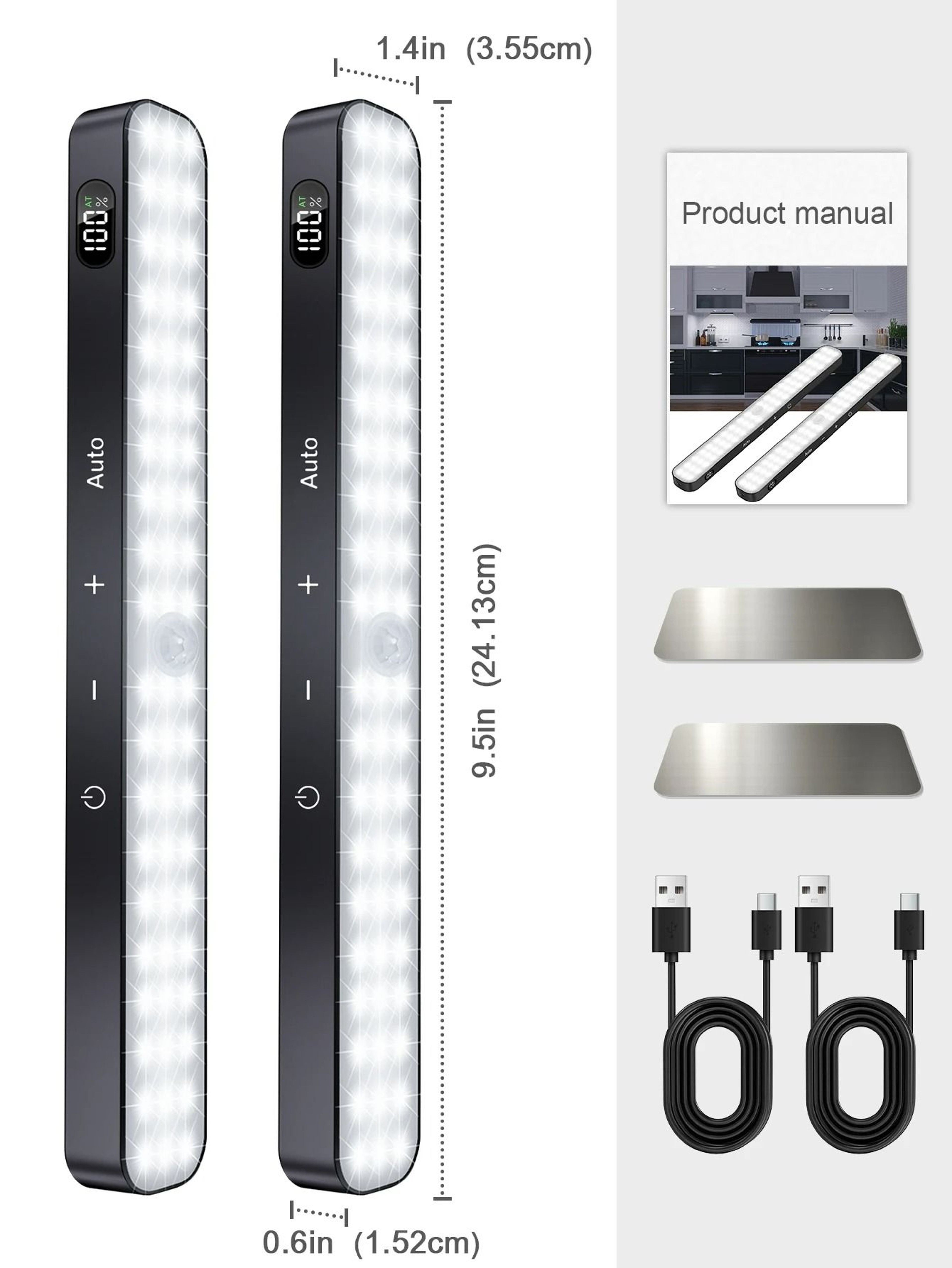 Rechargeable Motion Sensor LED Cabinet Light With LED Battery Display 5