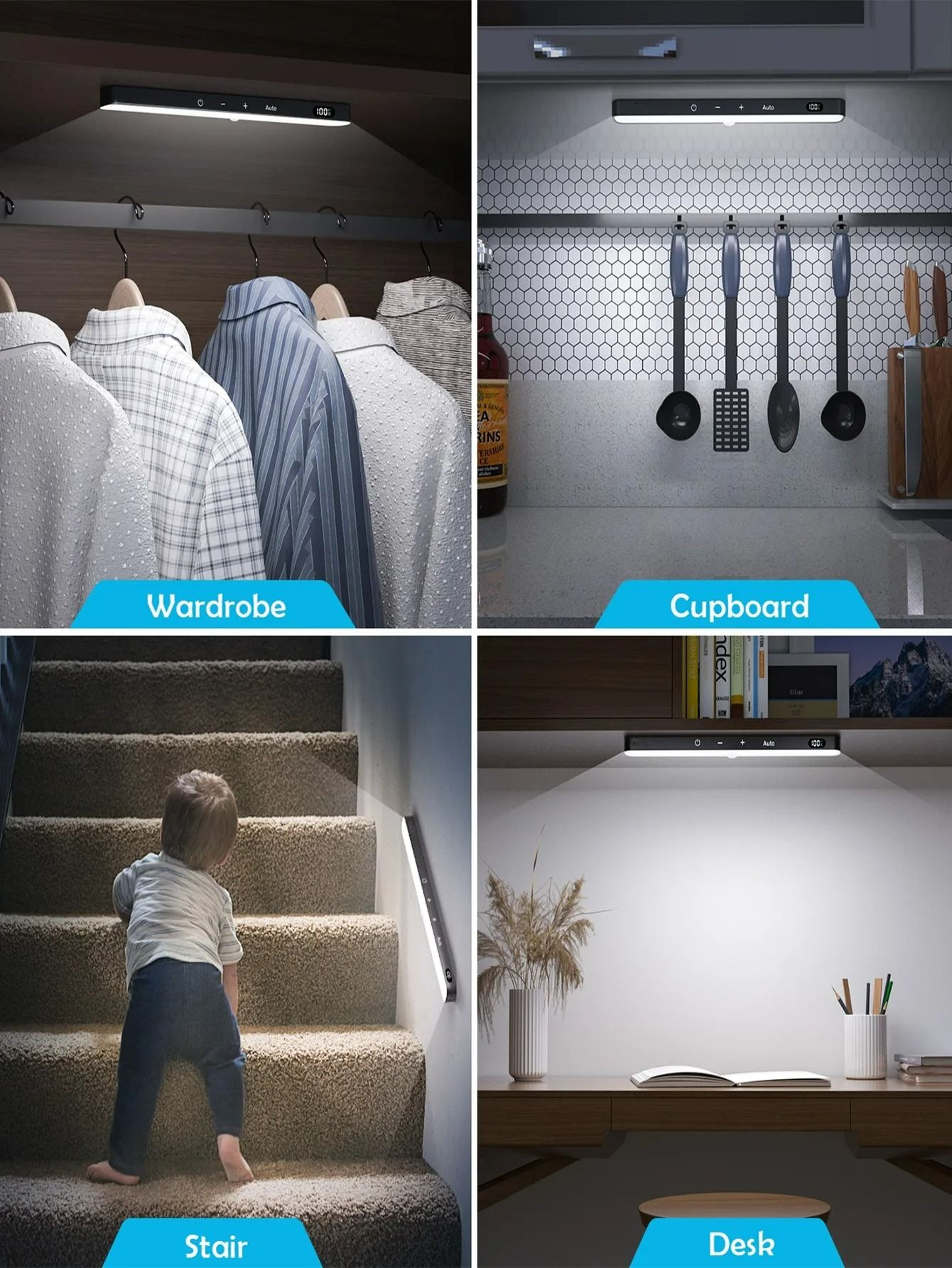 Rechargeable Motion Sensor LED Cabinet Light With LED Battery Display 2