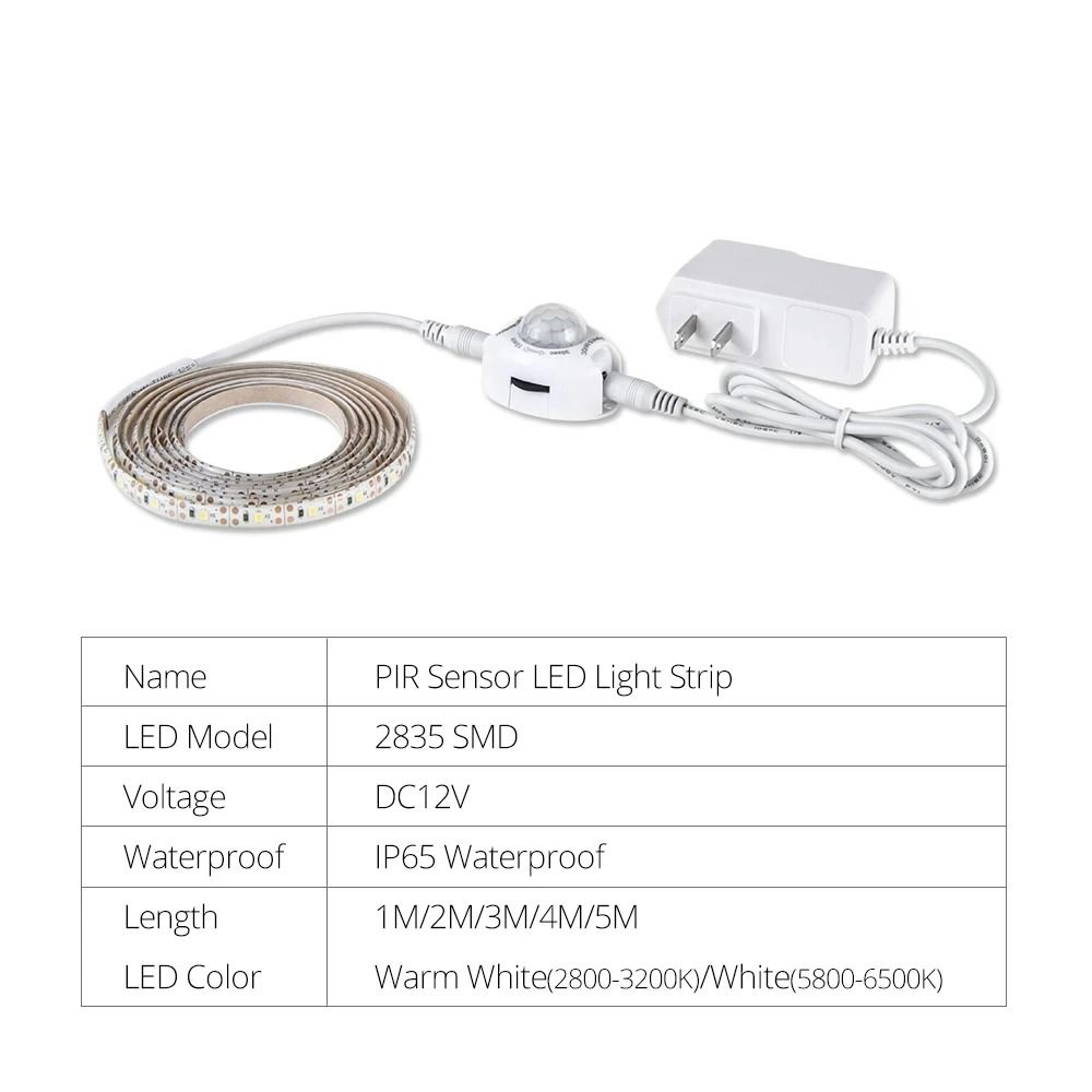 Waterproof PIR Motion Sensor LED Closet Light Strip DC 12V 2