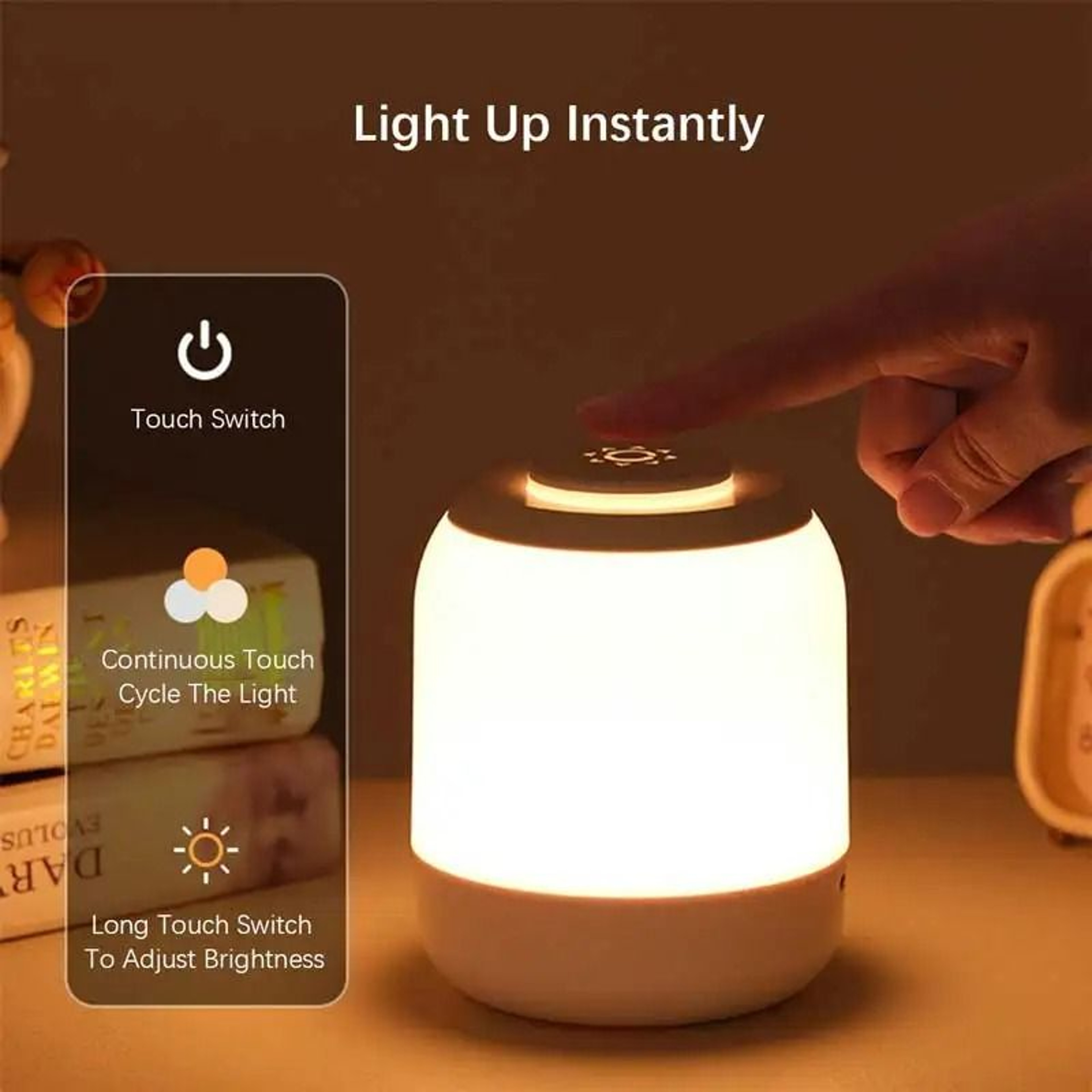Rechargeable Portable LED Table Lamp  Bedside Night Light 0