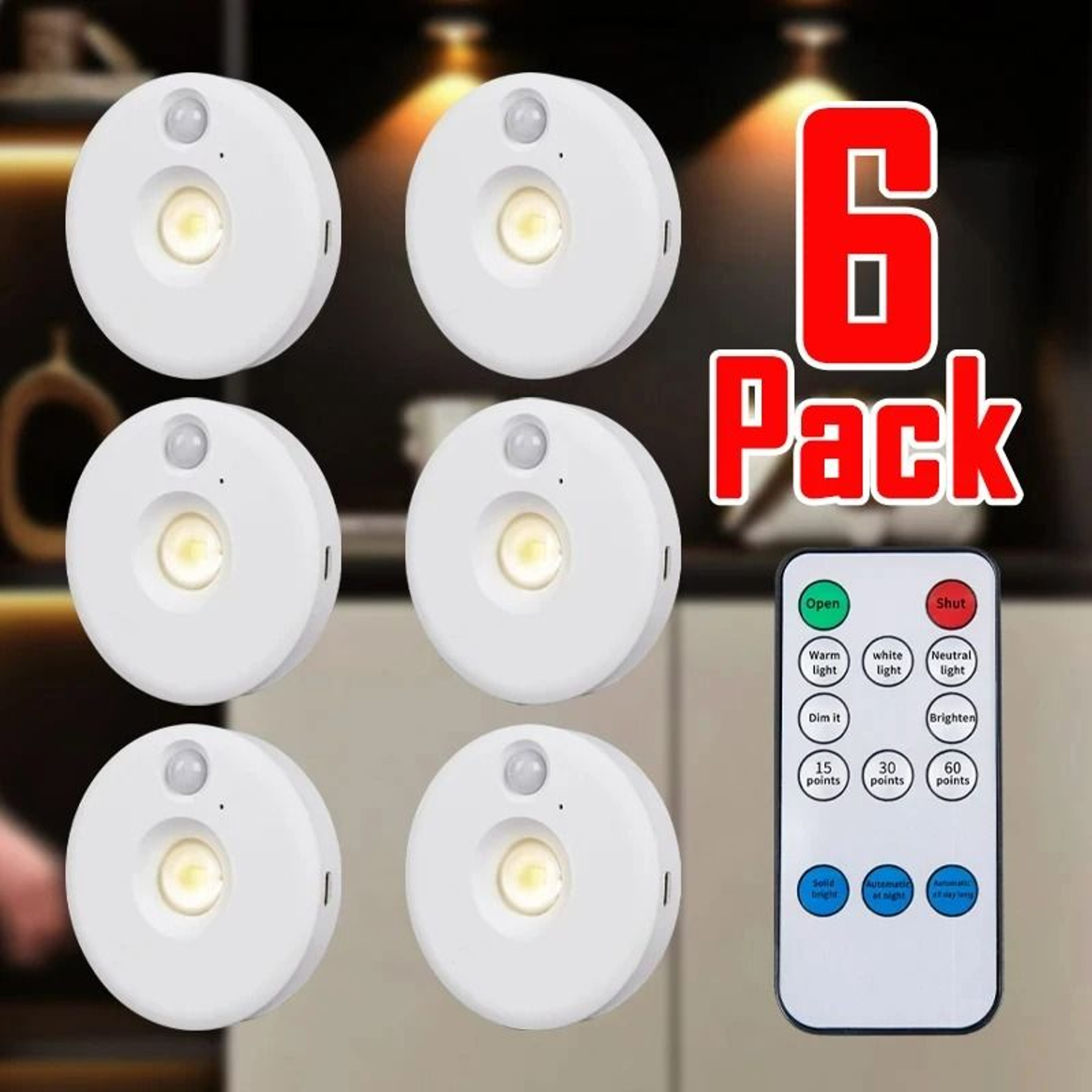 6Piece 3in1 Motion Sensor LED Spotlight Pack 0