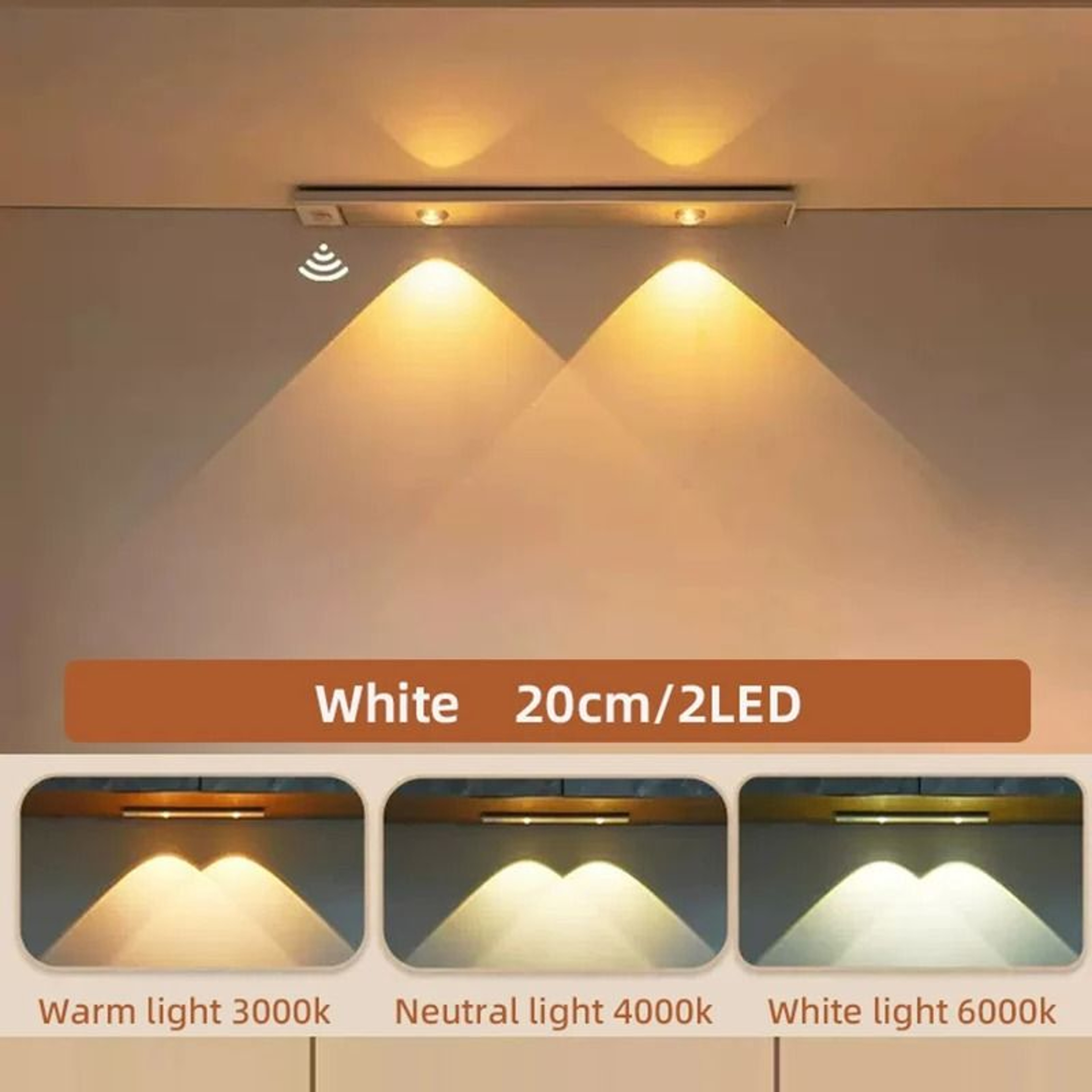 UltraThin USB Rechargeable Motion Sensor LED Cabinet Light Bar 8