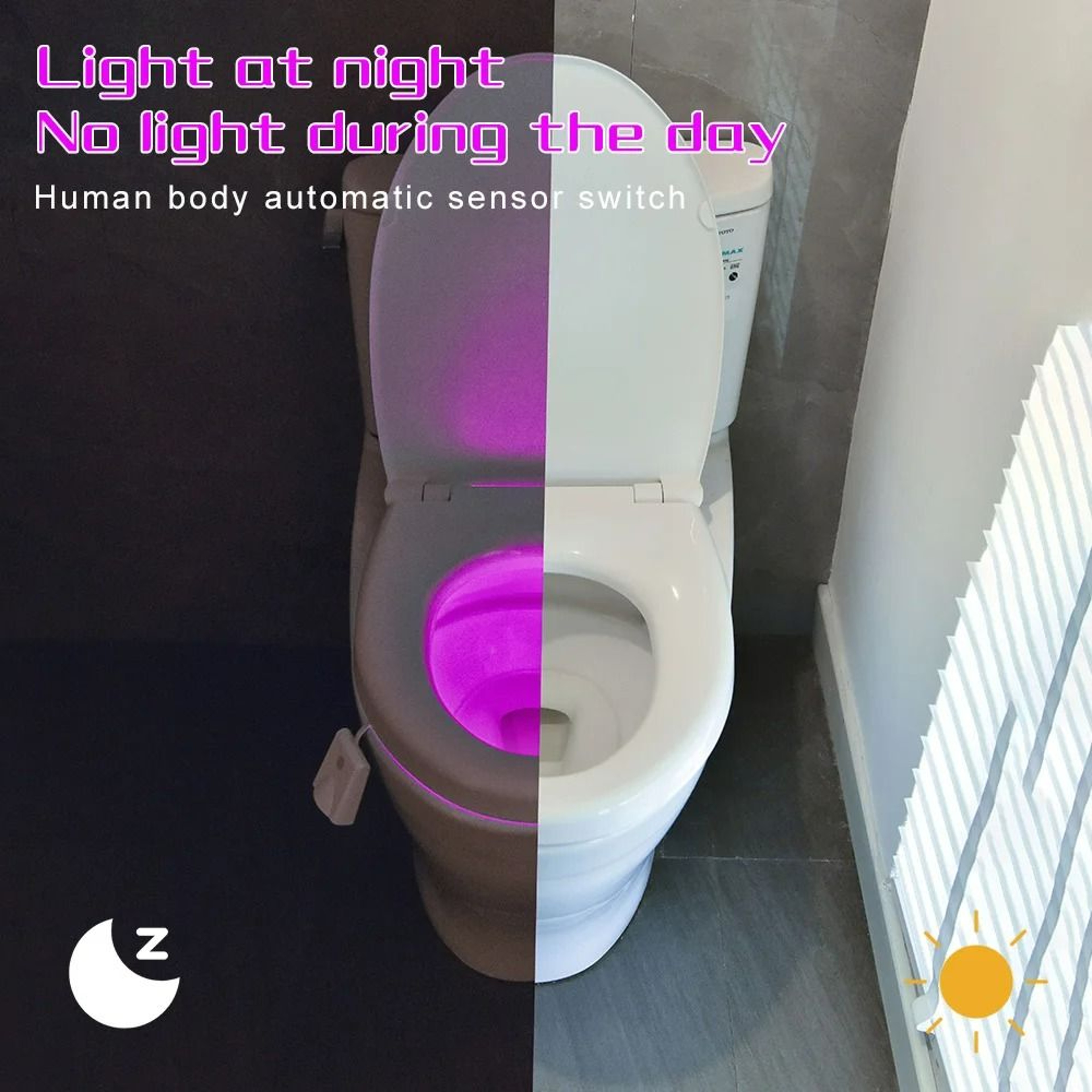 Rechargeable Motion Sensor Toilet Night Light  Projection Lamp 4
