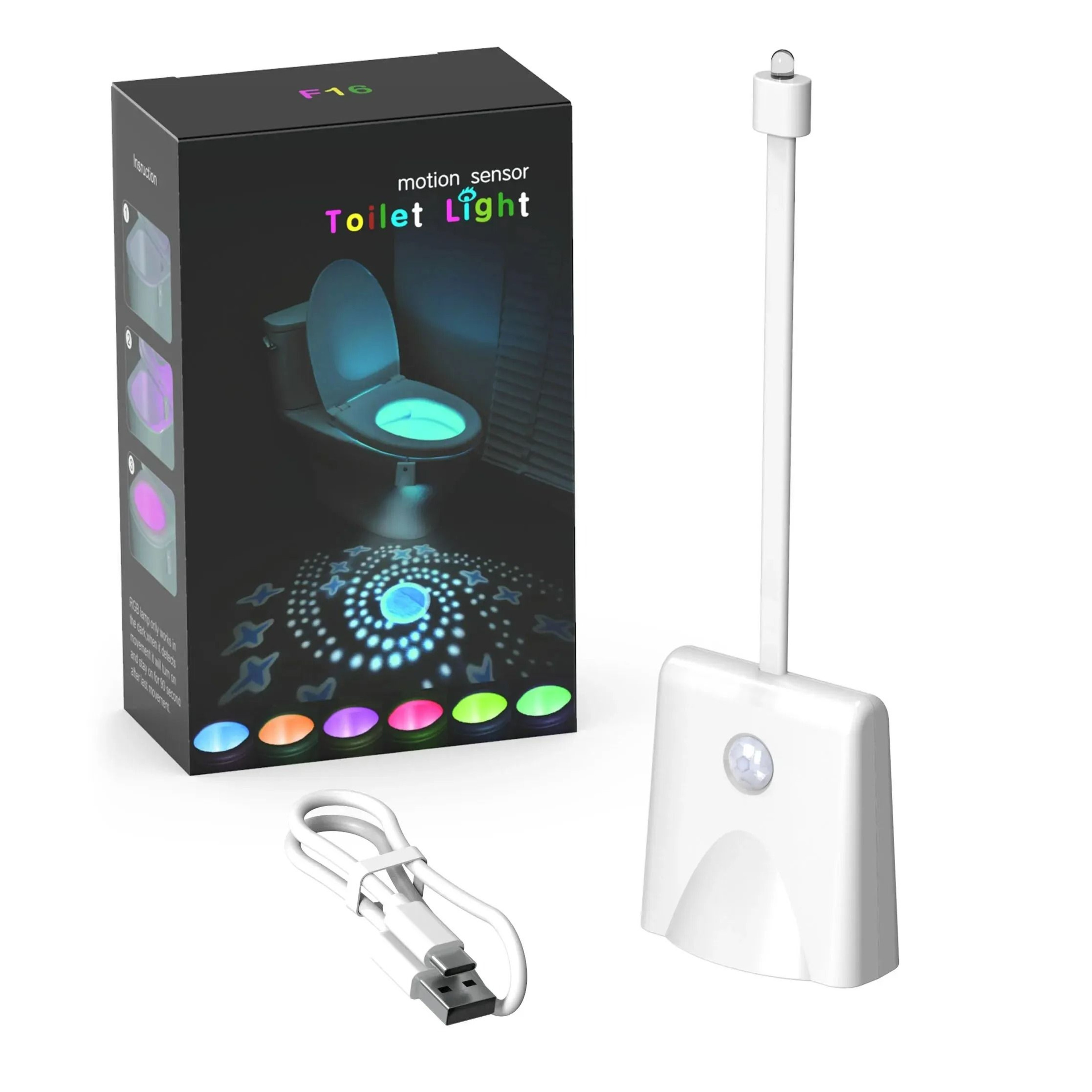 Rechargeable Motion Sensor Toilet Night Light With Floor Projection 6