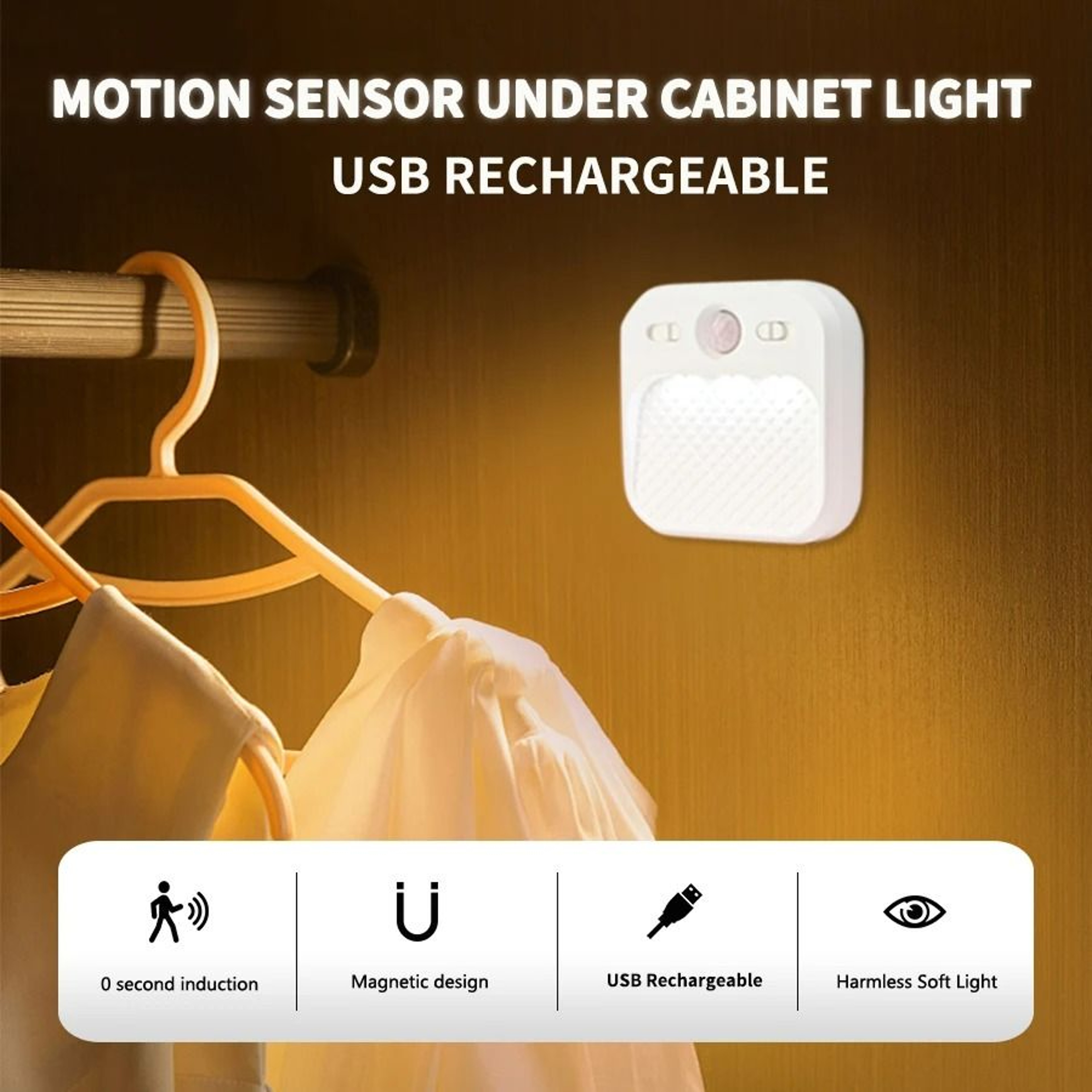Rechargeable Cordless Motion Sensor Cabinet  Wall Light 1
