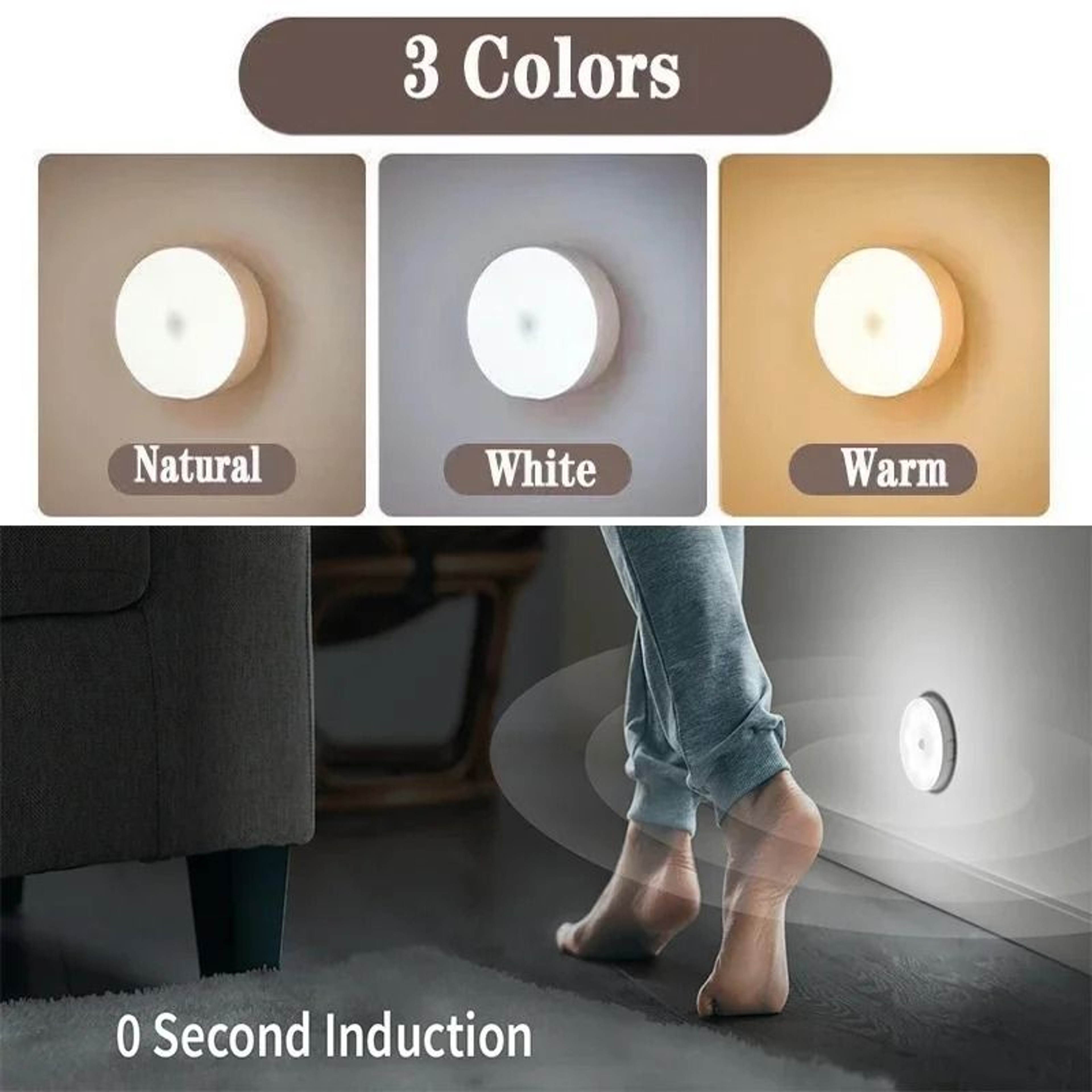 Rechargeable Motion Sensor Puck Lights With 3 Color Temperatures 6 Pack 5
