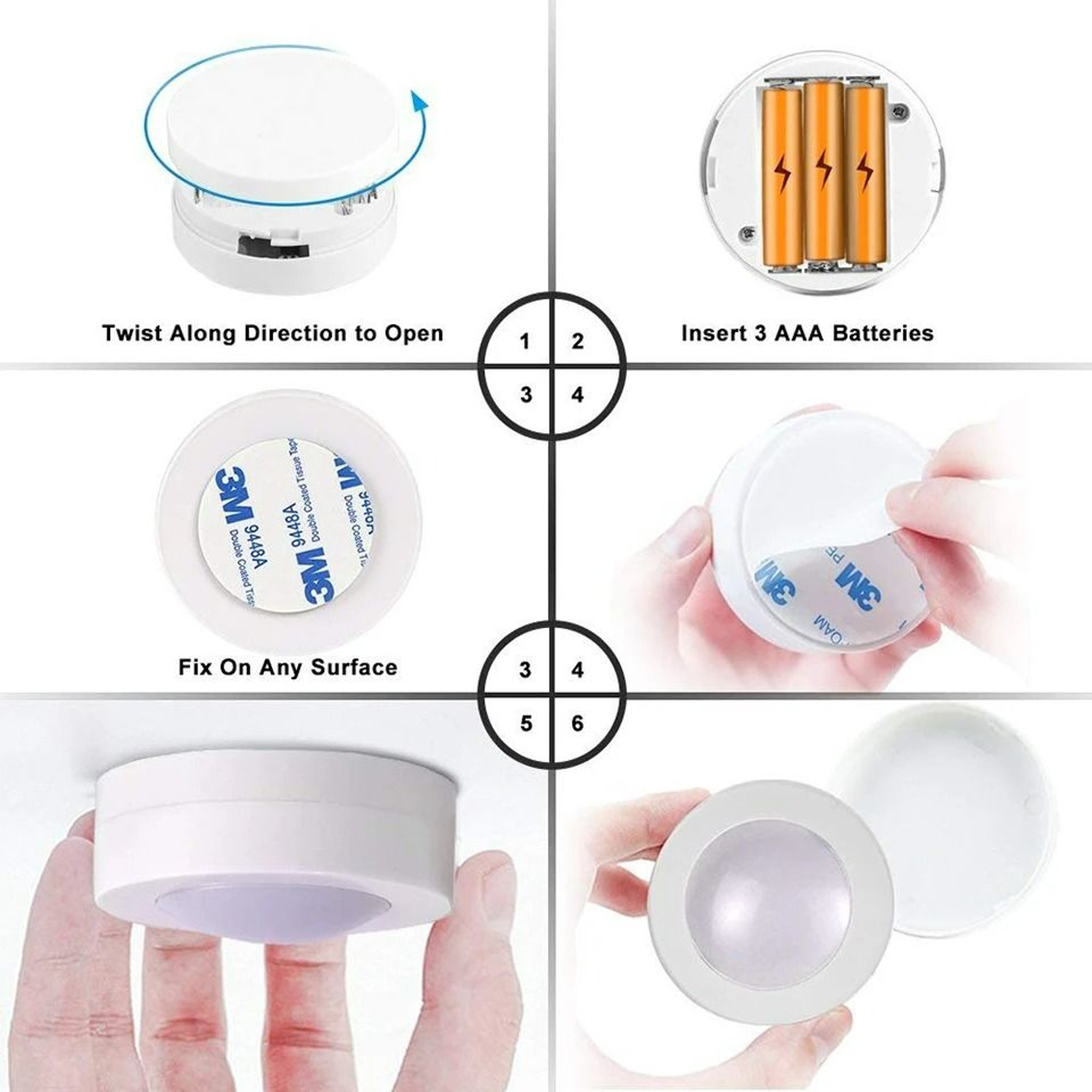 Wireless LED Puck Lights With Remote Control 3 Pack 4