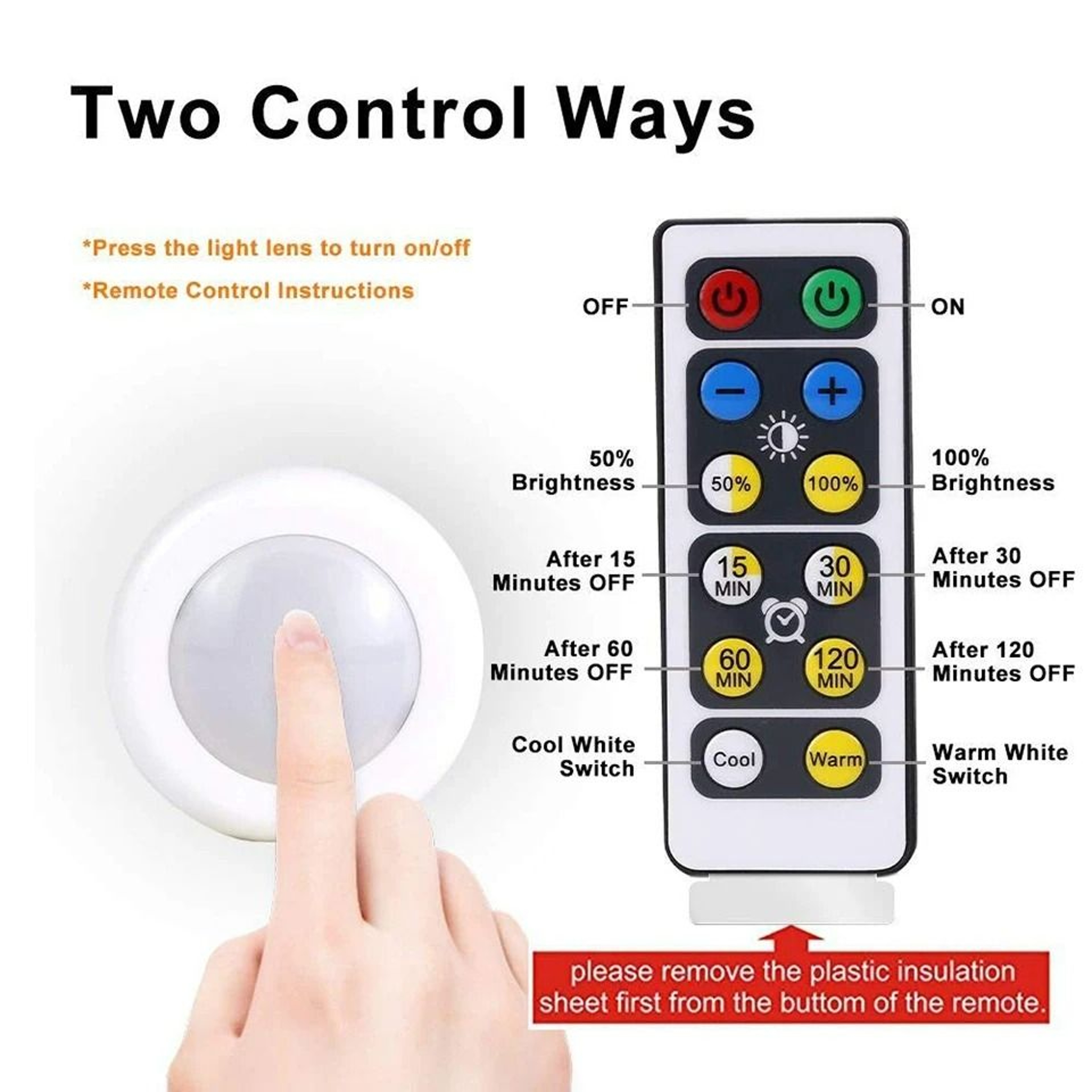 Wireless LED Puck Lights With Remote Control 3 Pack 3