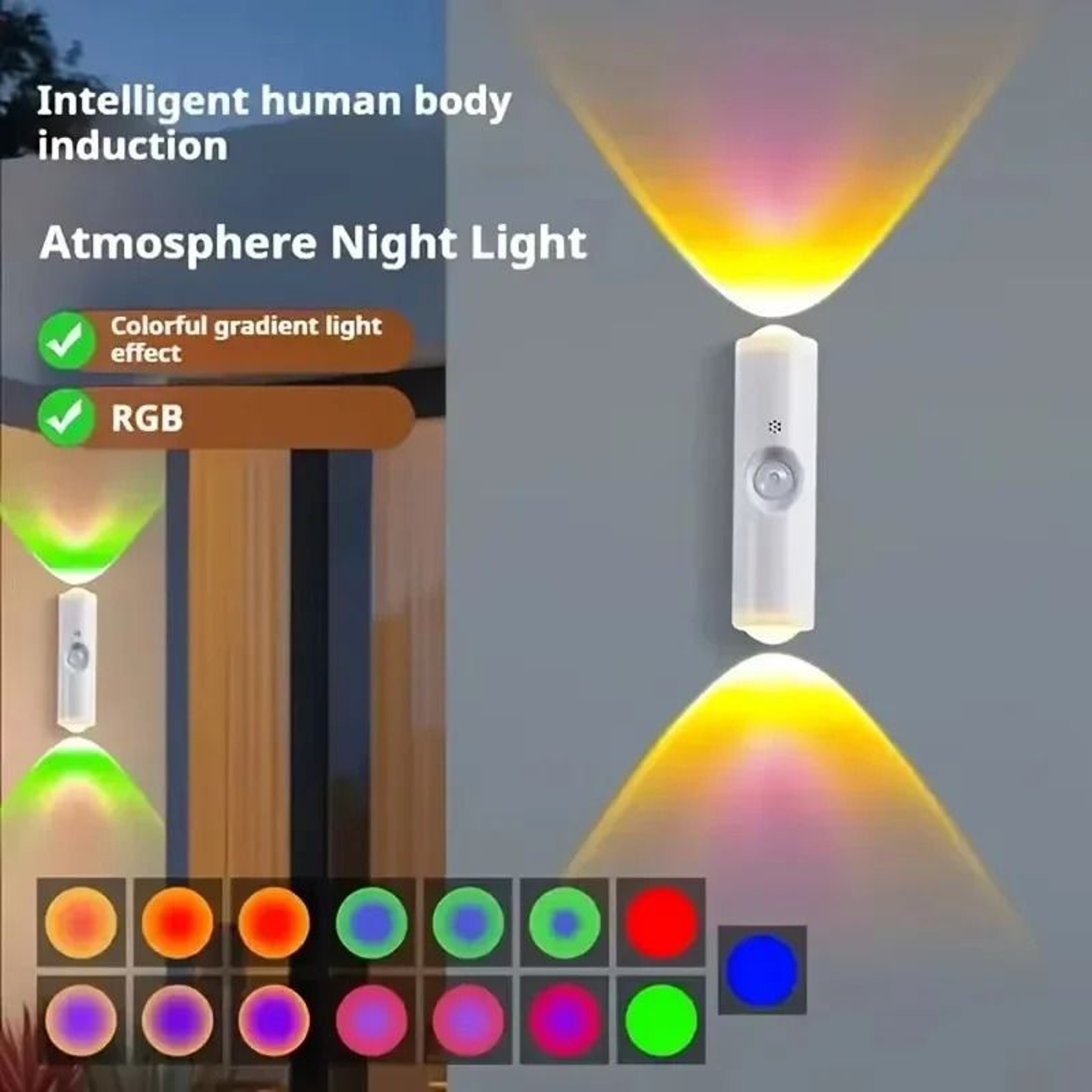 7Color Motion Sensor DoubleHeaded Magnetic Wall Light 2