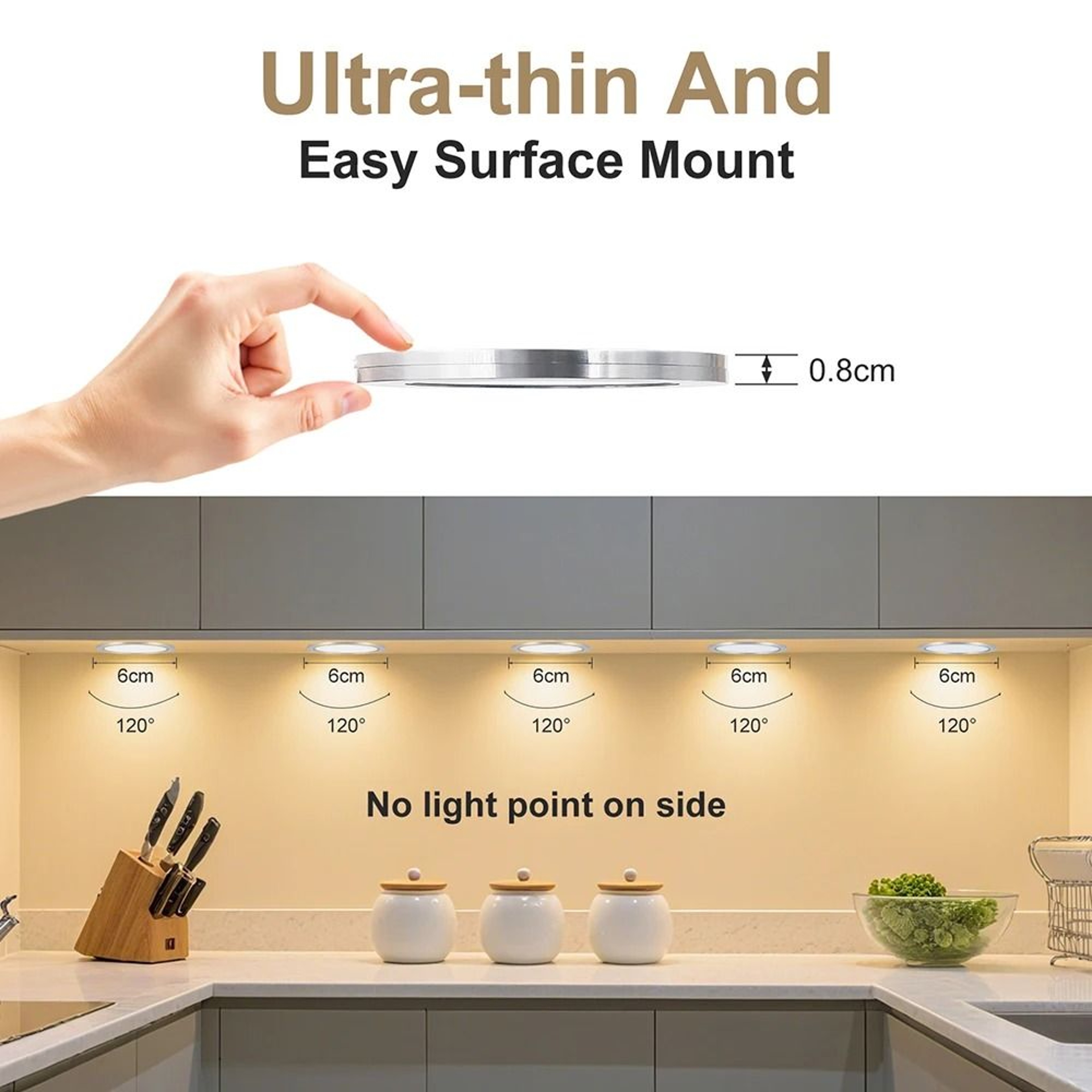 Round CCT LED Puck Light Set With 13Key Remote  USB Hub Kit 5 Pack 4