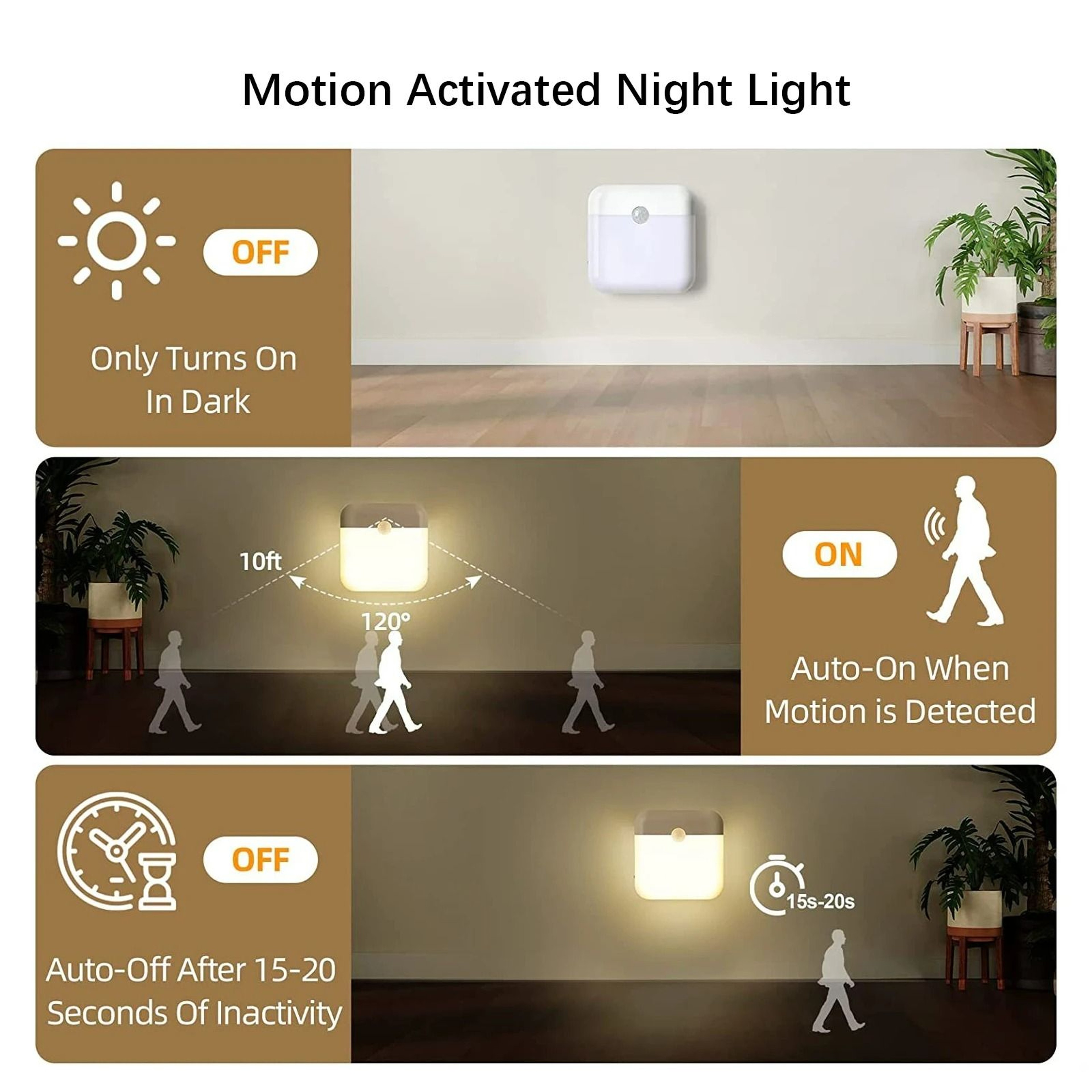 Wireless USBC Motion Sensor LED Closet Light Rechargeable Wall Night Lamp 6