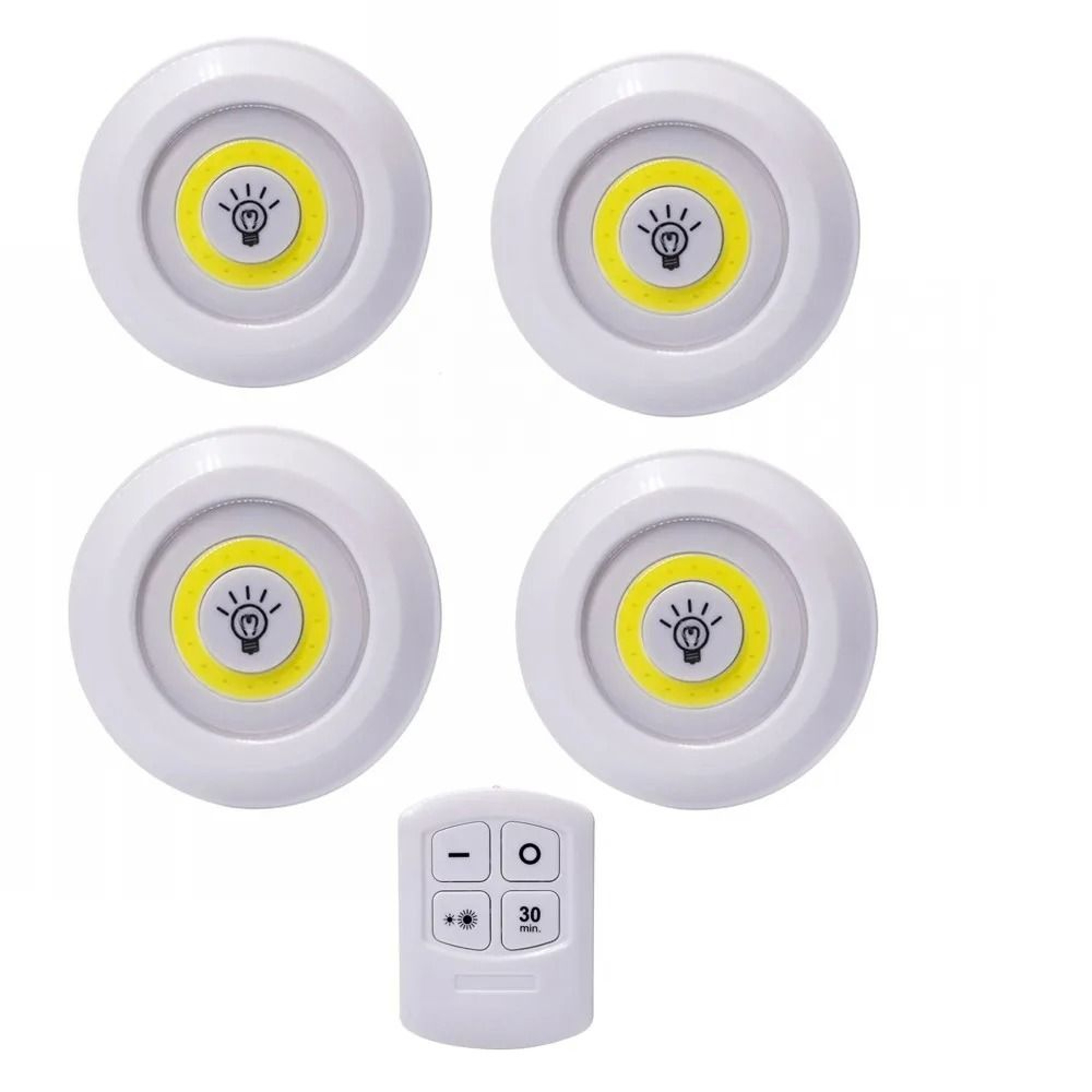 Dimmable Wireless LED Under Cabinet Light Set Remote Control Puck Night Lights 9