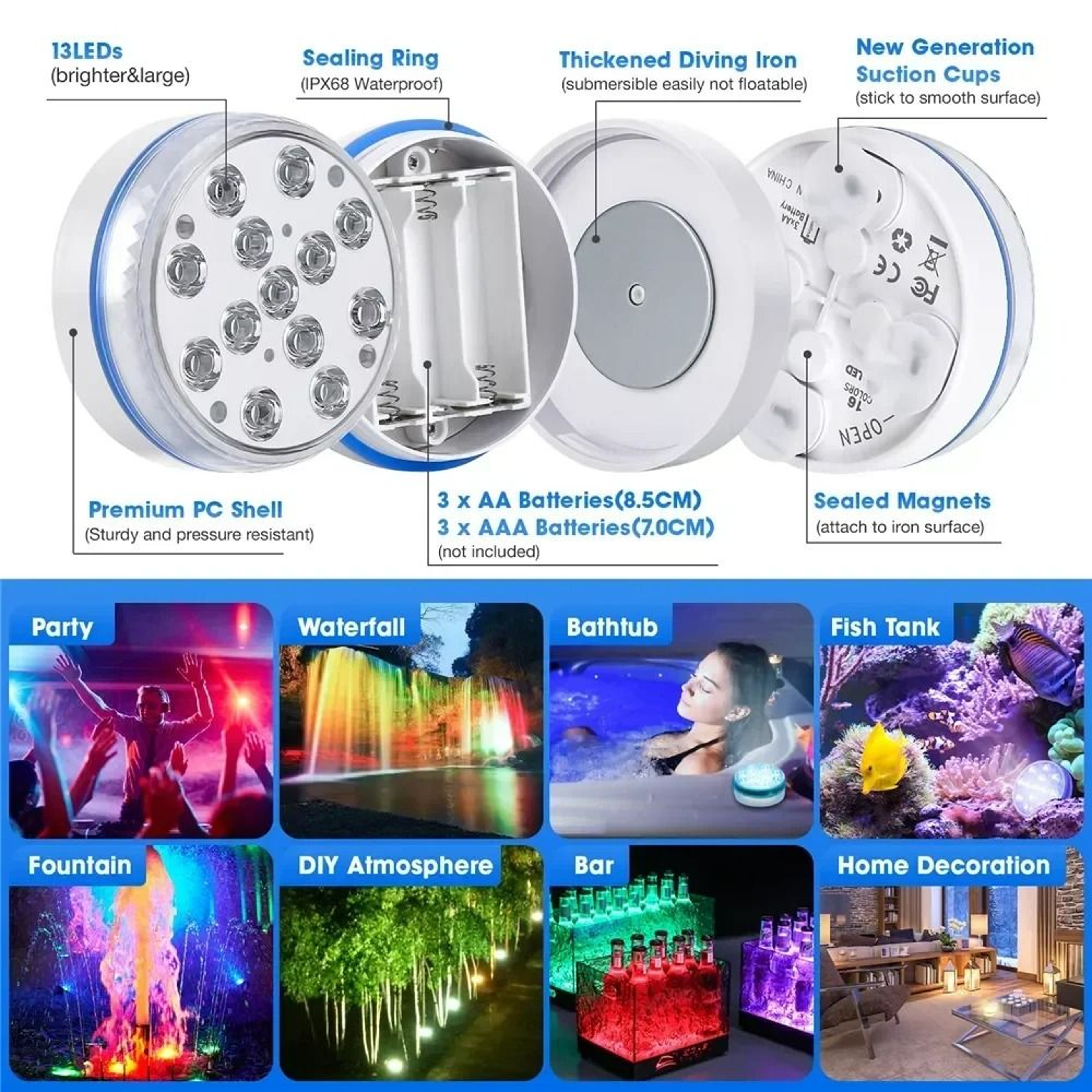 Updated Submersible 13LED Underwater Light Set With Remote Control 3