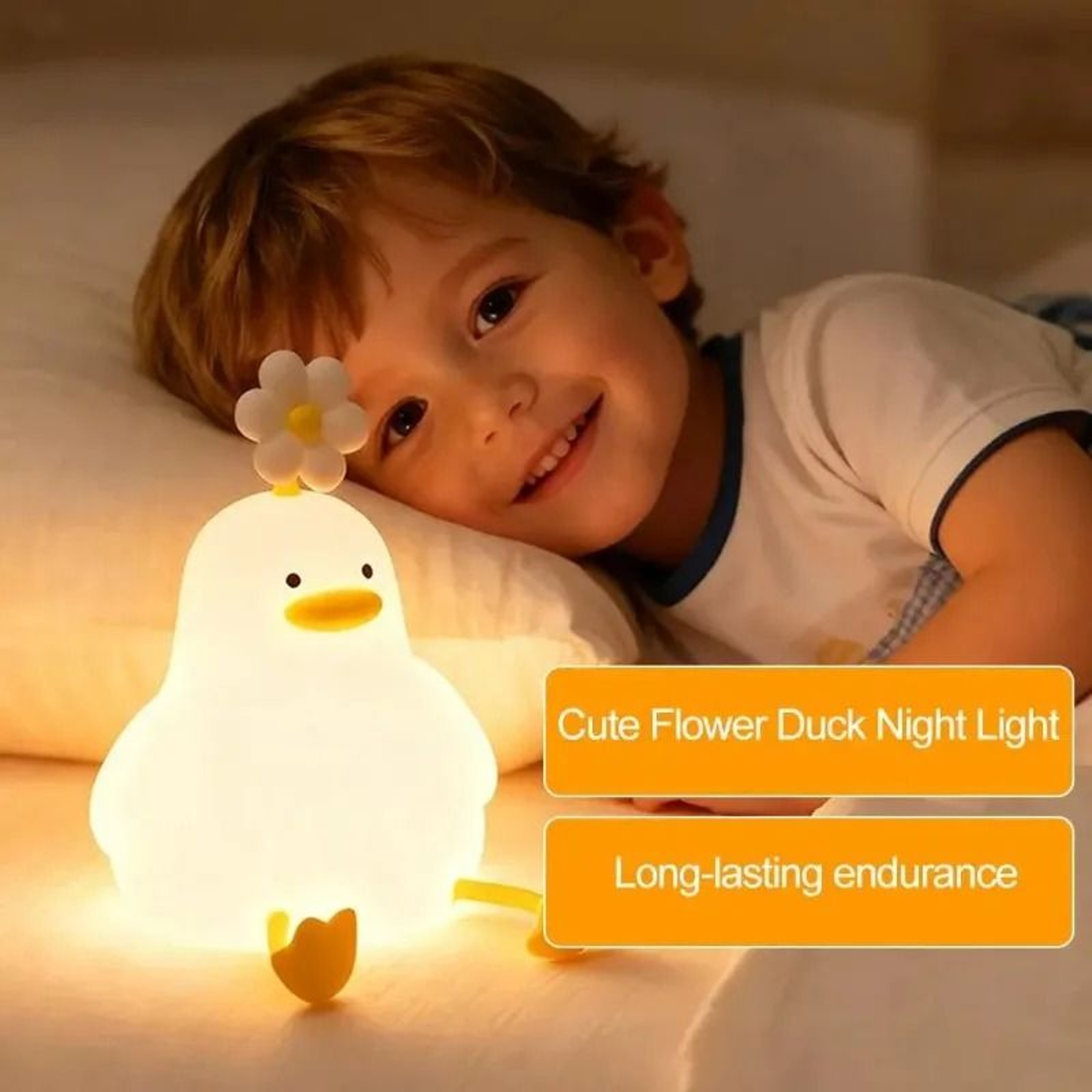 Cute Duck Rechargeable Silicone LED Touch Night Light 3