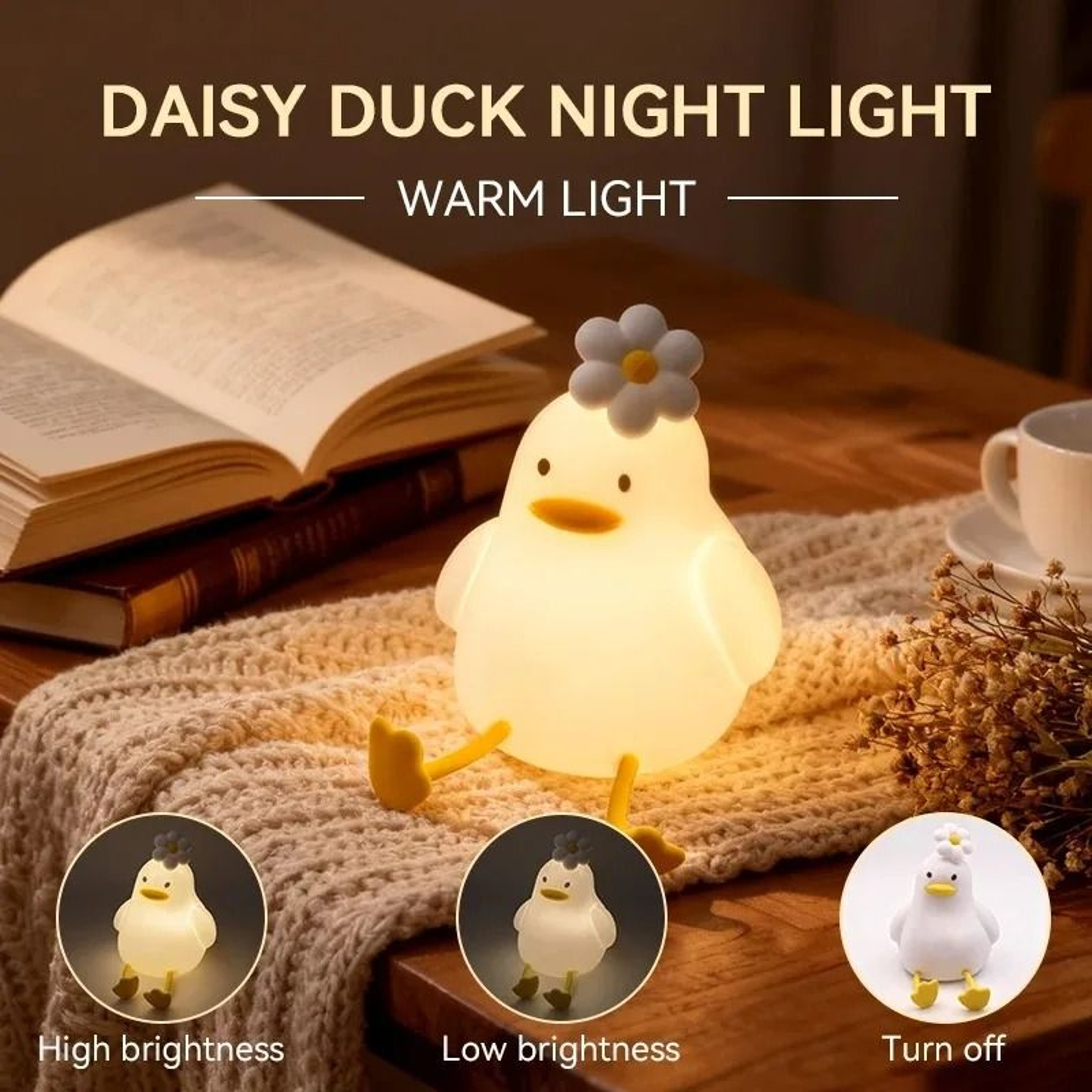 Cute Duck Rechargeable Silicone LED Touch Night Light 1