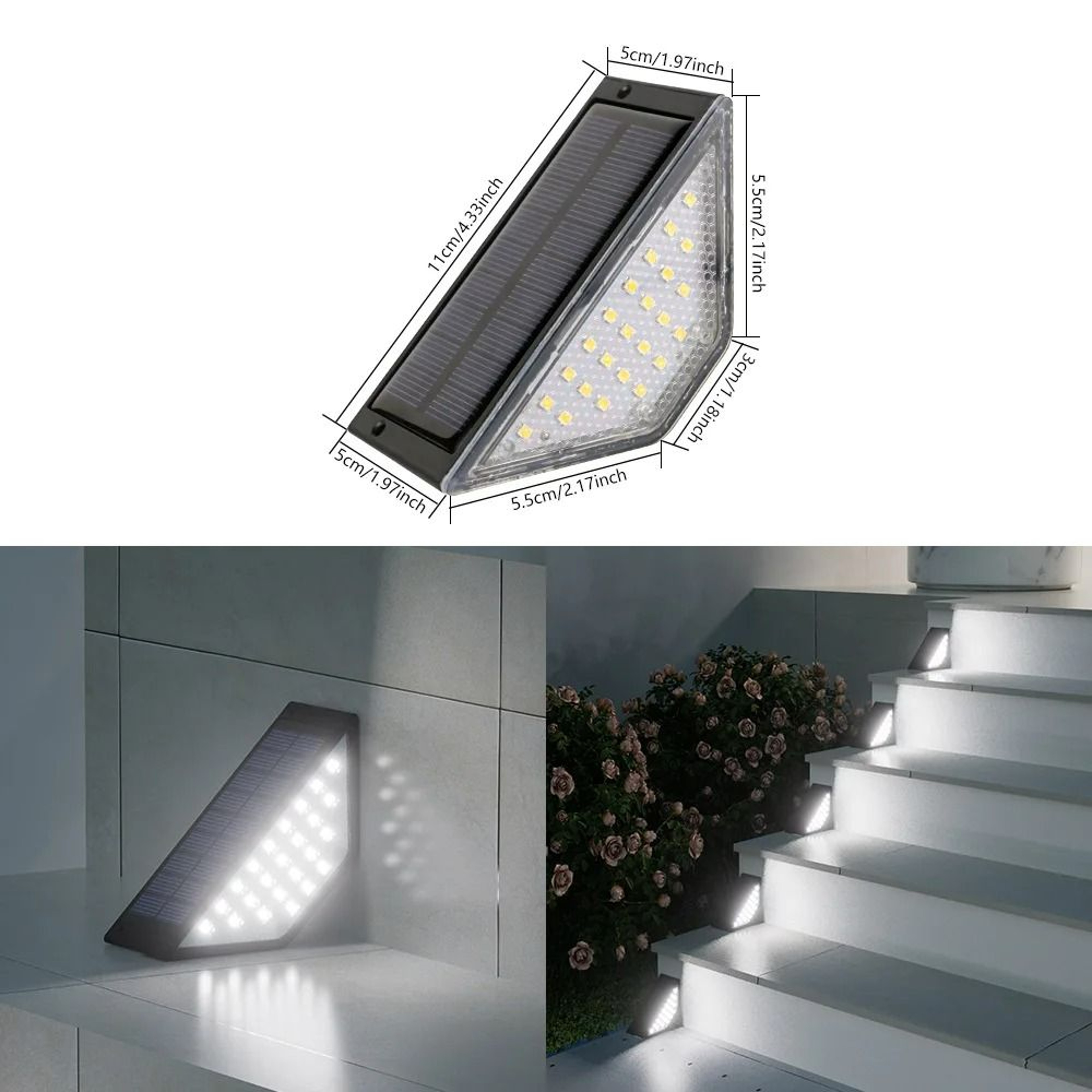 Solar Outdoor Waterproof LED Step  Stair Light Kit 9