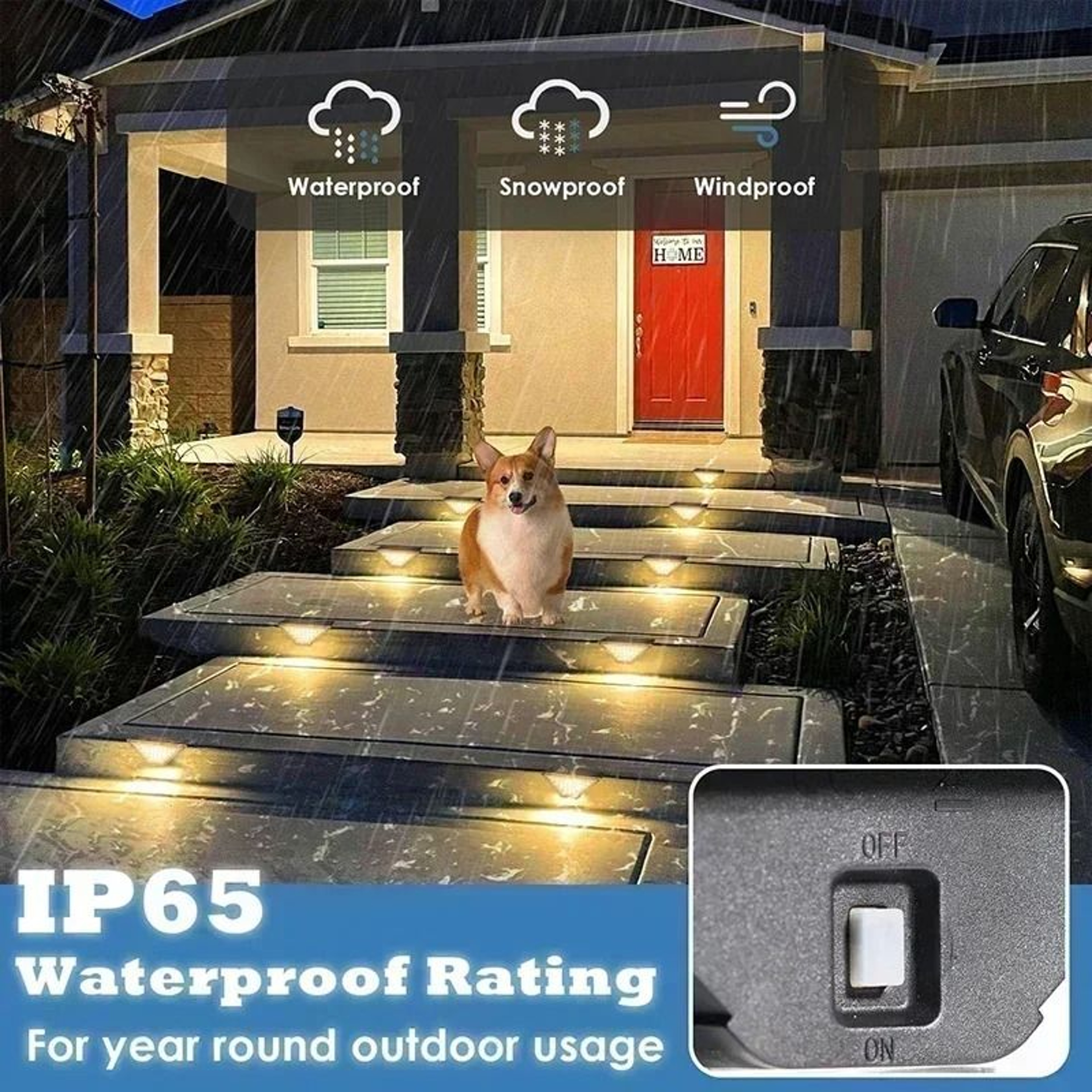 Solar Outdoor Waterproof LED Step  Stair Light Kit 4