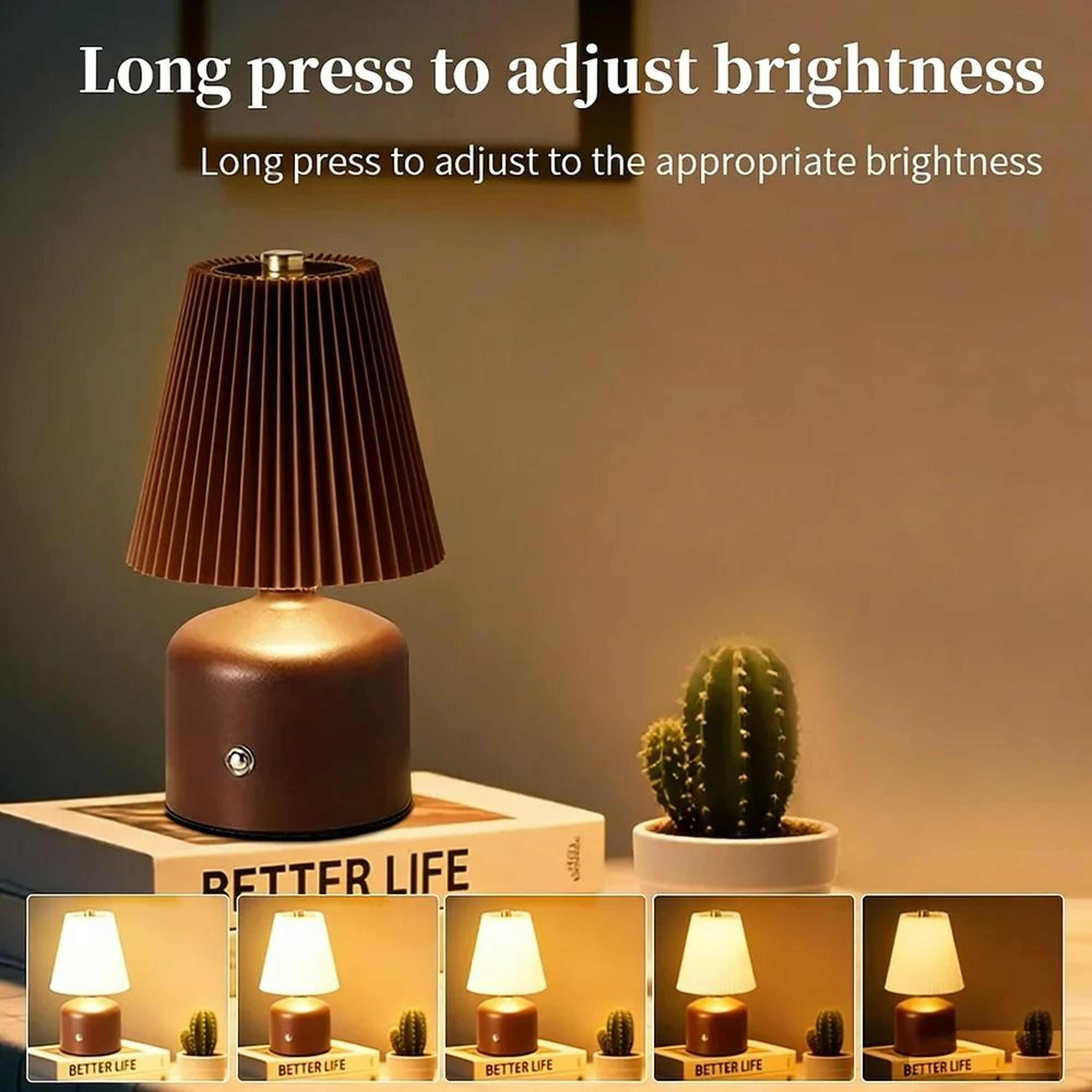 Bedroom Fabric Shade LED Night Light Table Lamp 5