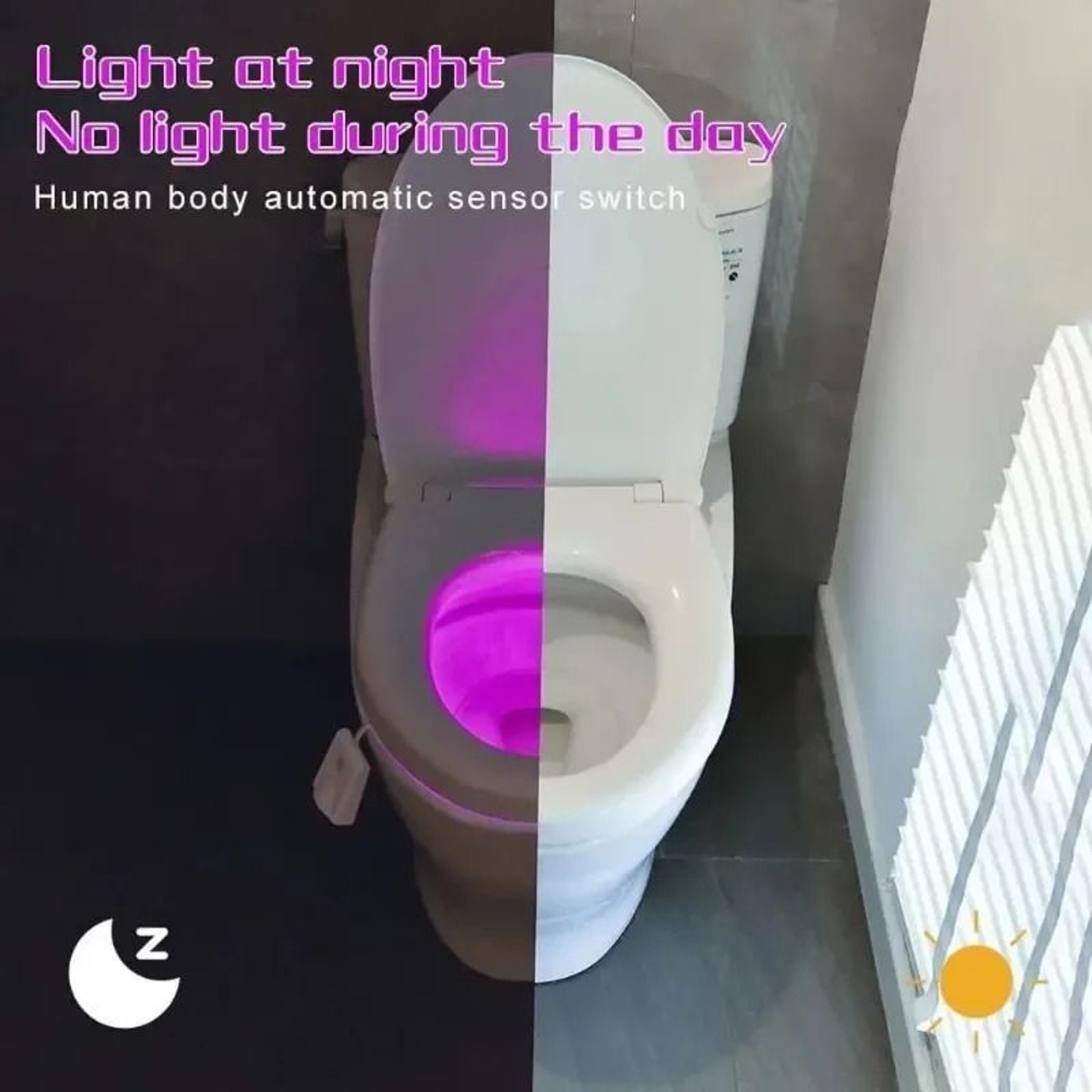 Wireless Motion Sensor RGB LED Toilet  Bathroom Night Light 2