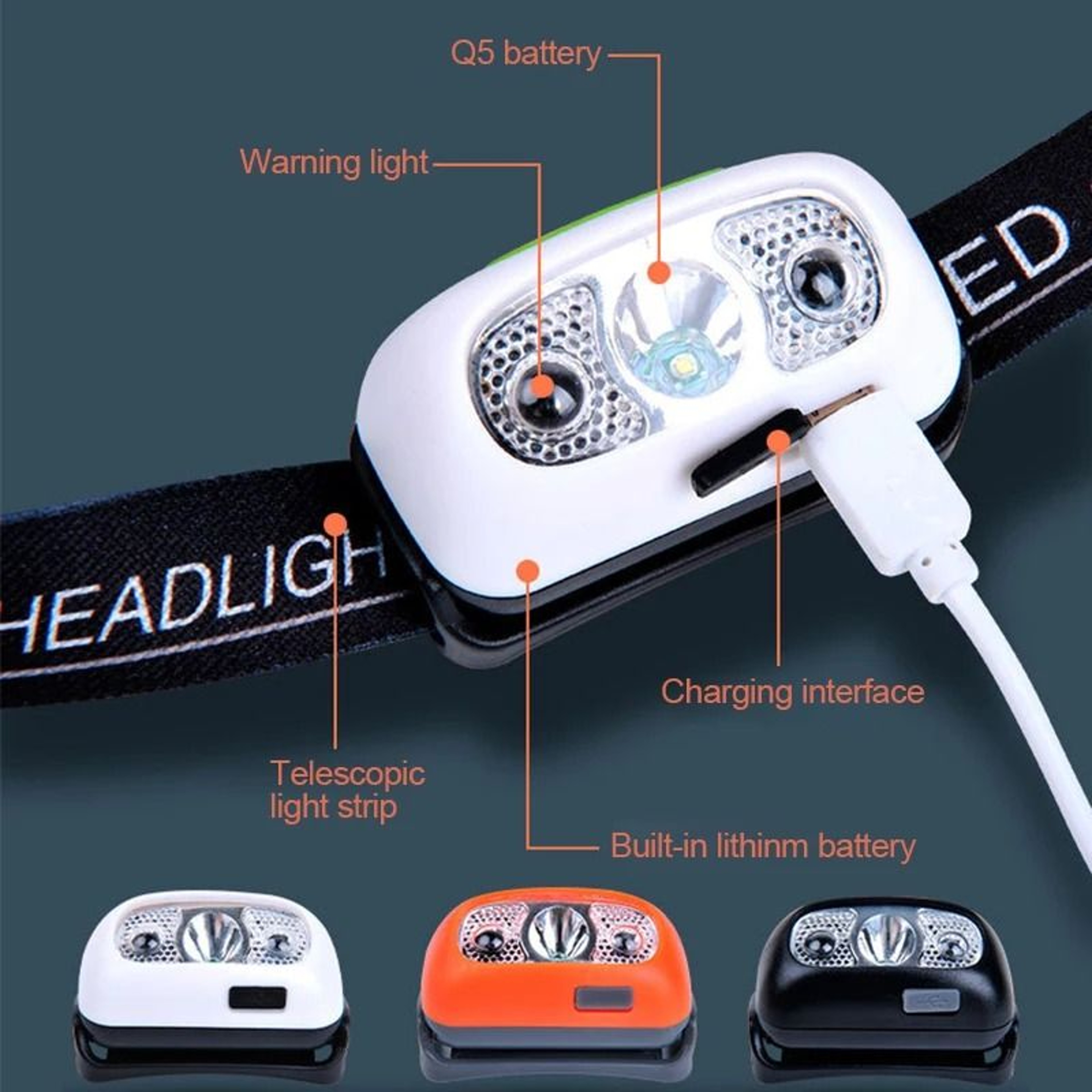 Rechargeable HandsFree LED Sensor Headlamp 7