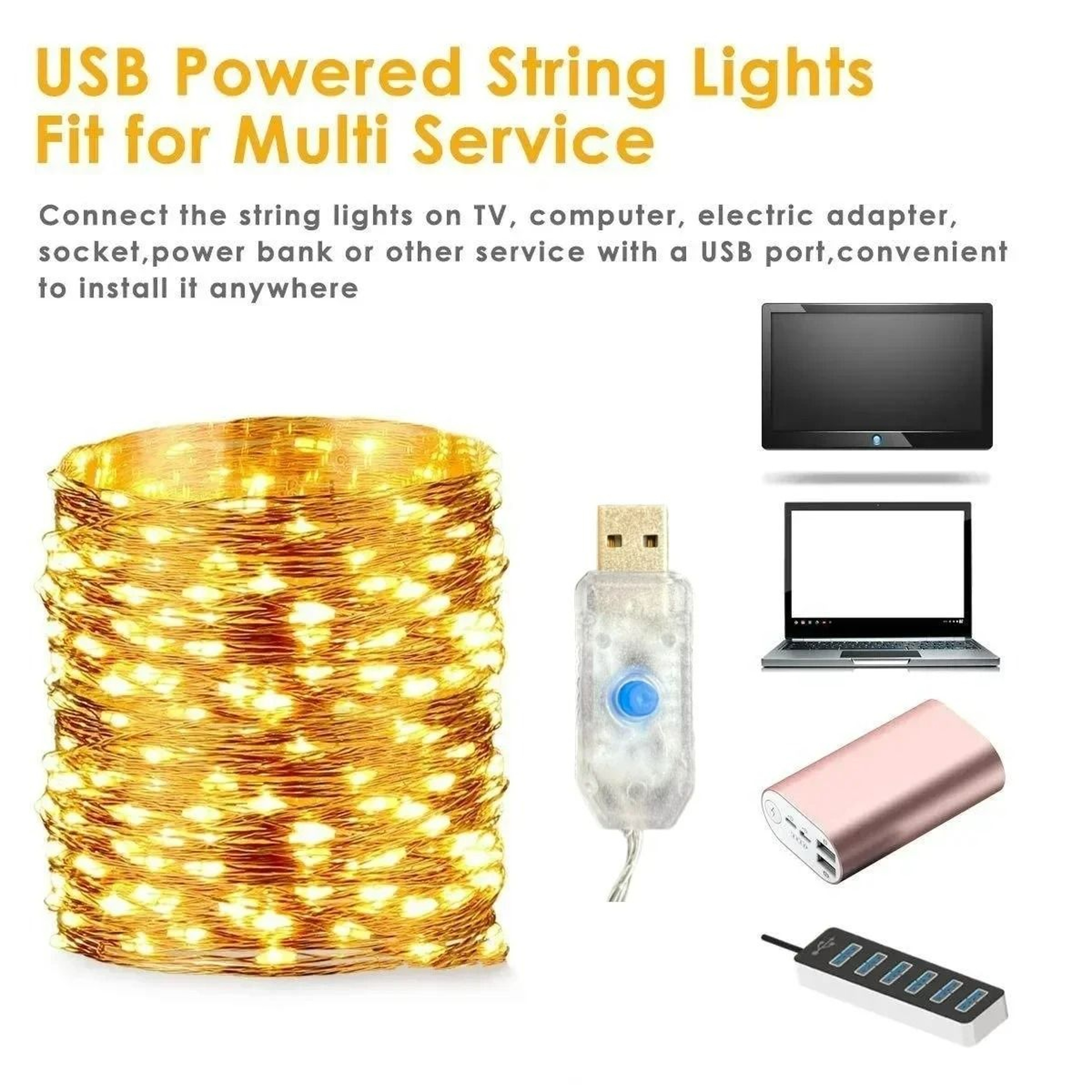 USB 8Mode RemoteControl LED String Lights 1