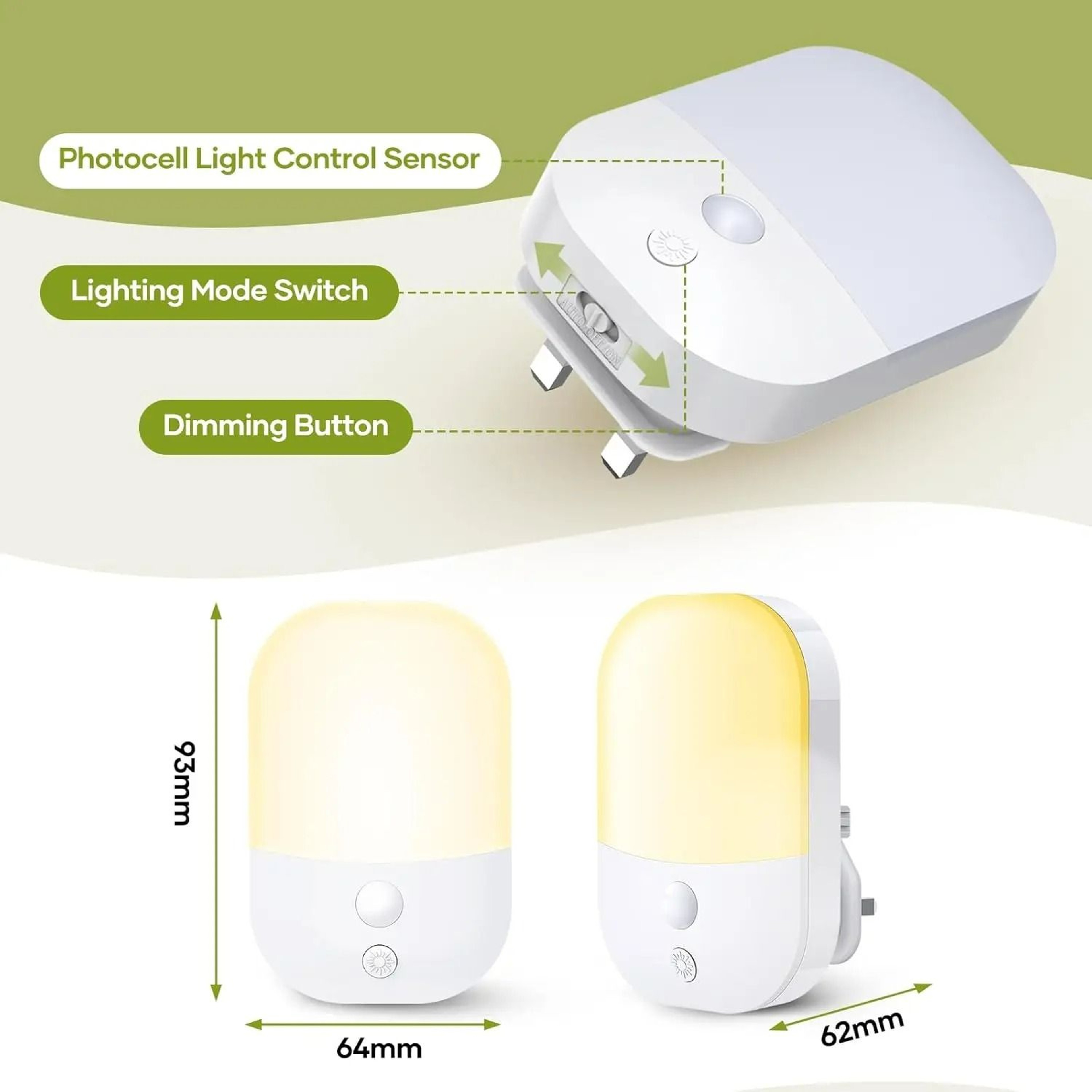 PlugIn LED Night Light With DusktoDawn Twilight Sensor 3