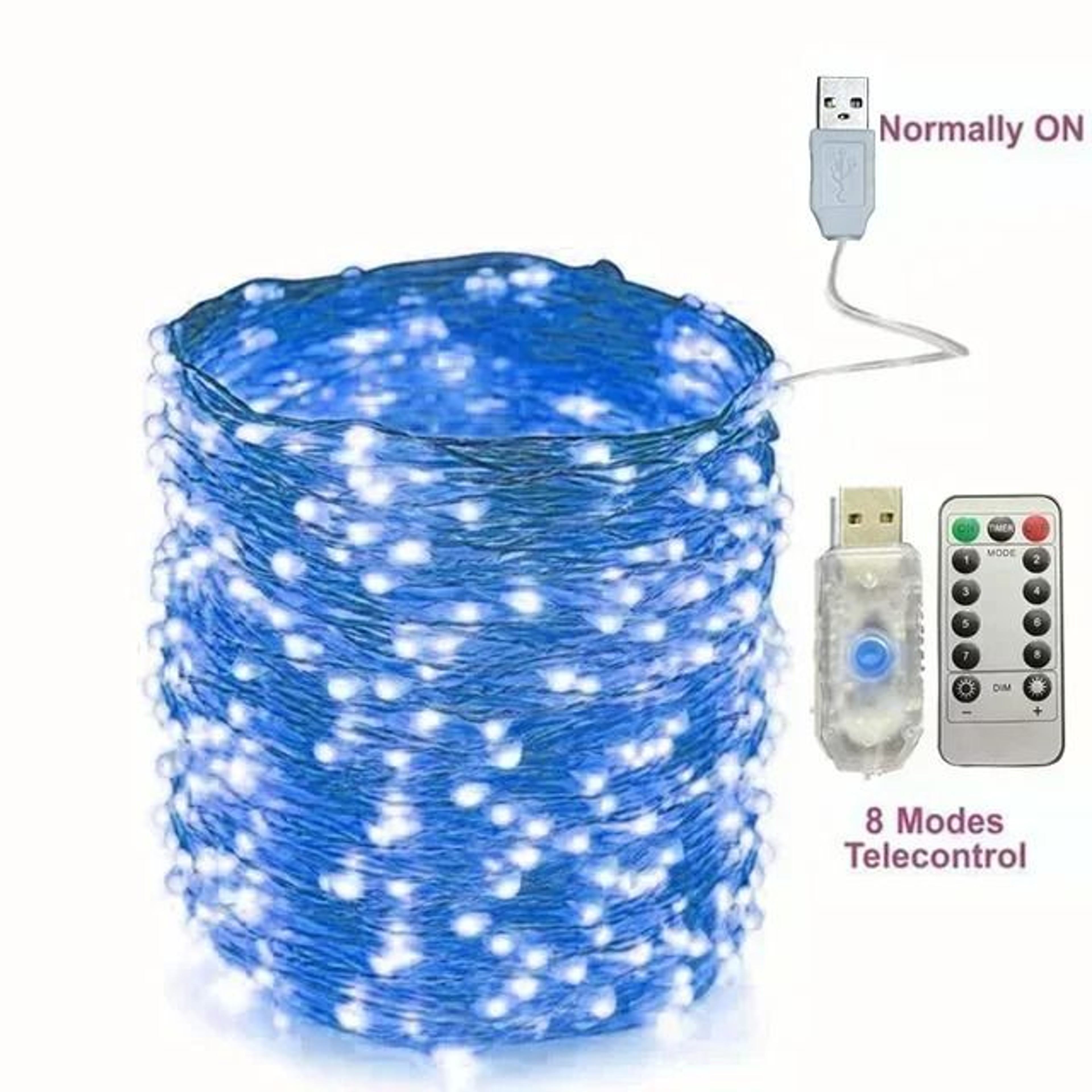 USB 8Mode RemoteControl LED Christmas String Lights 6