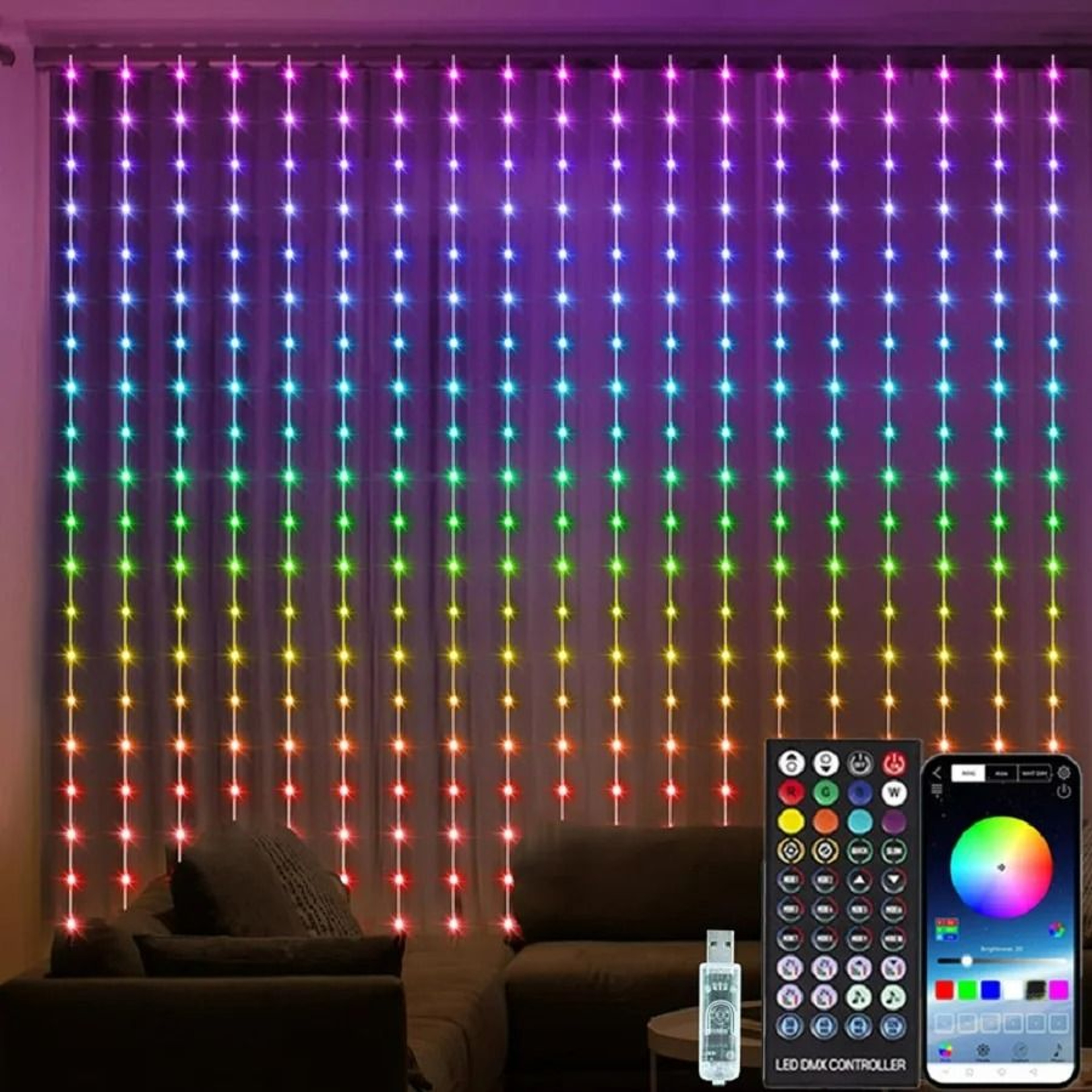 RGB Smart LED Curtain Lights With App  Remote Control 7
