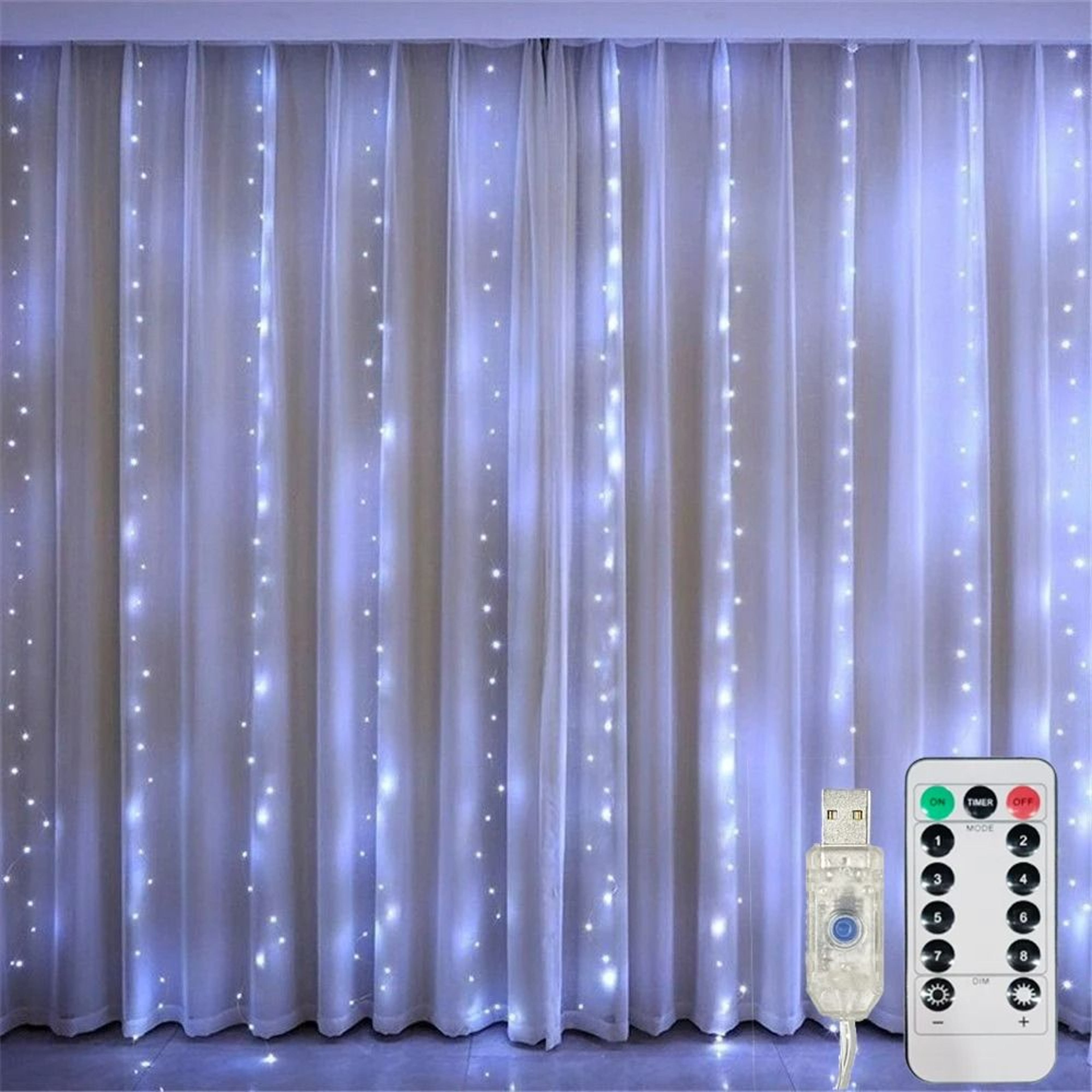 Elite USB LED Curtain Lights Remote Control Hanging Garland Lights 4