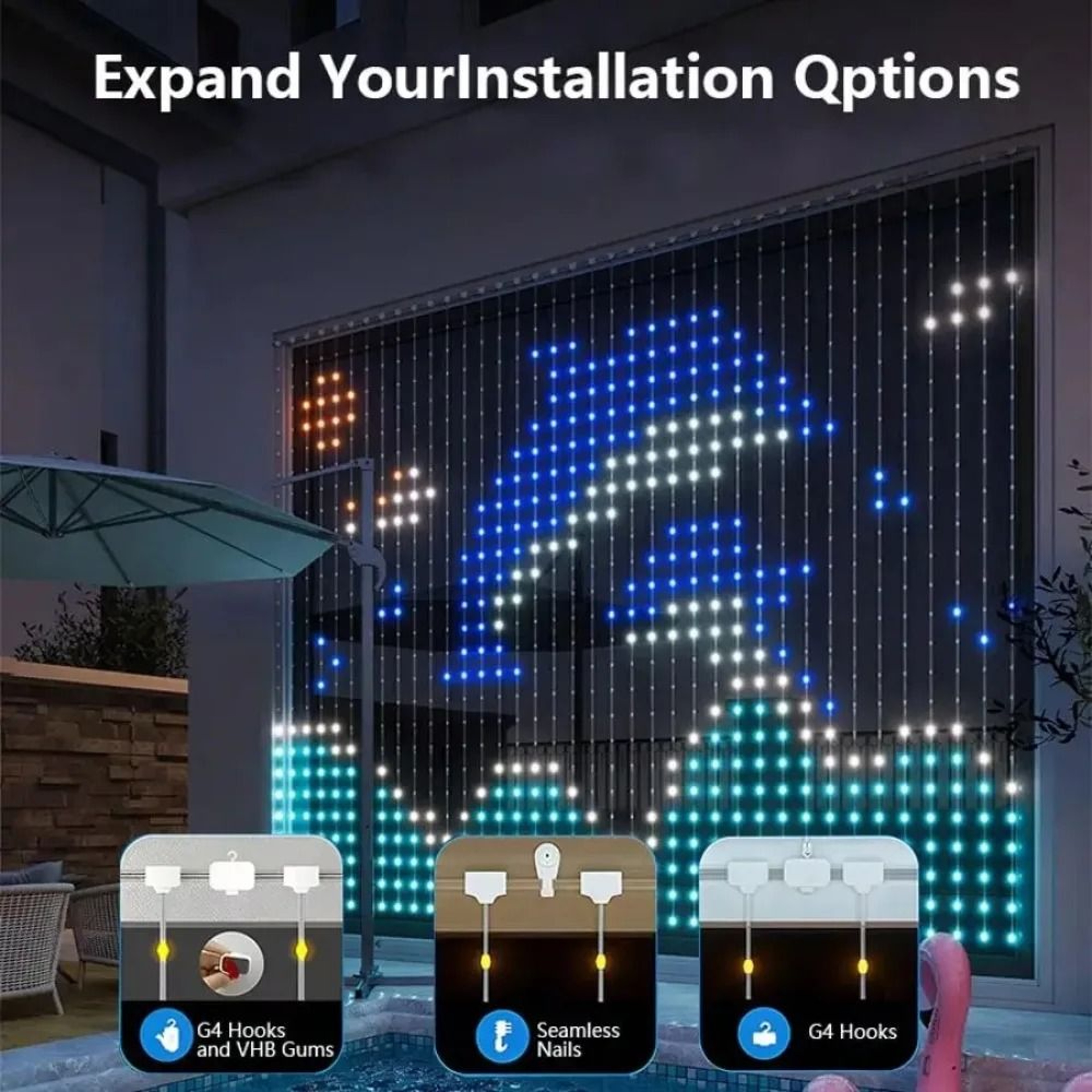 Smart DIY LED Curtain Lights App Remote Control String Lights 3