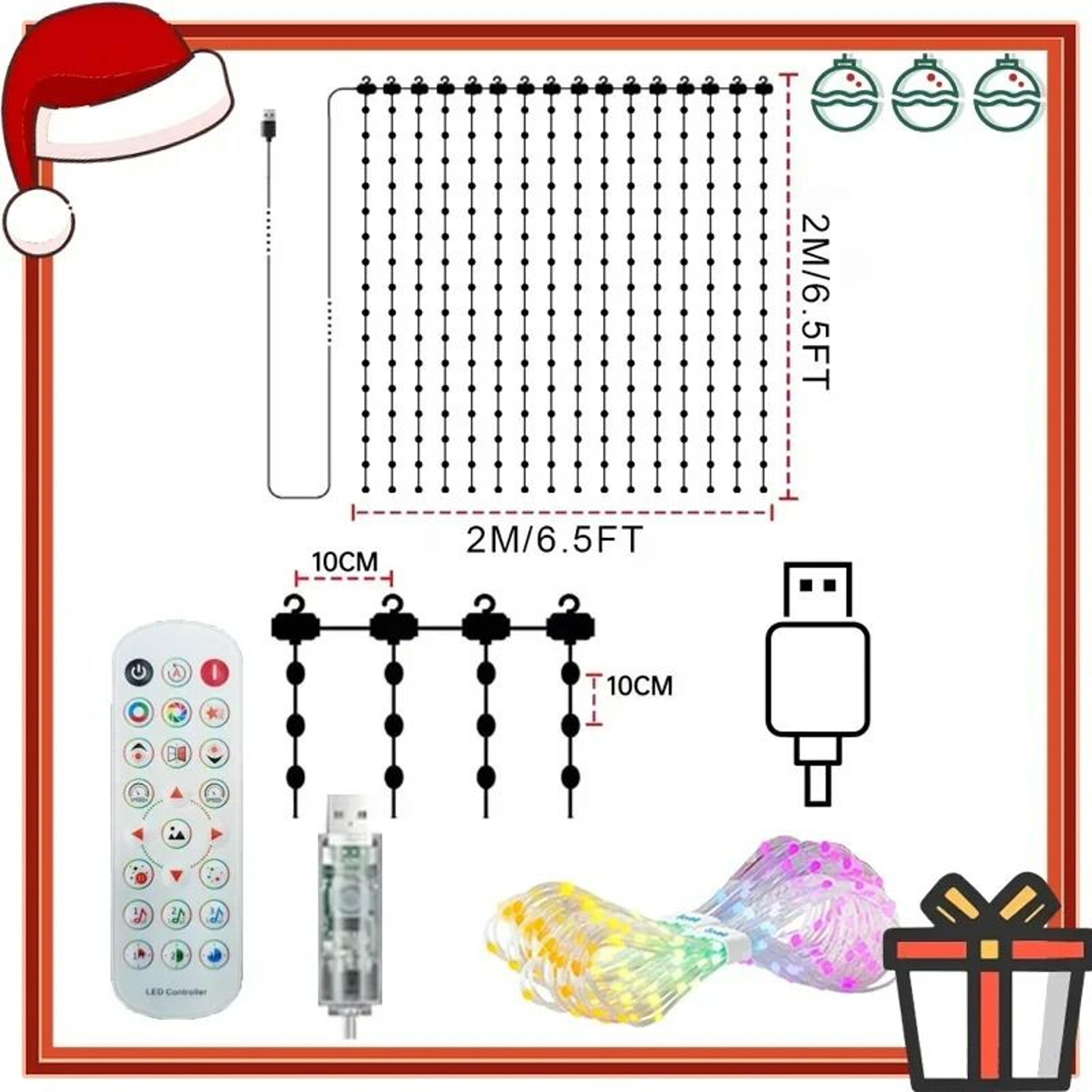 Smart DIY LED Curtain Lights App Remote Control String Lights 10