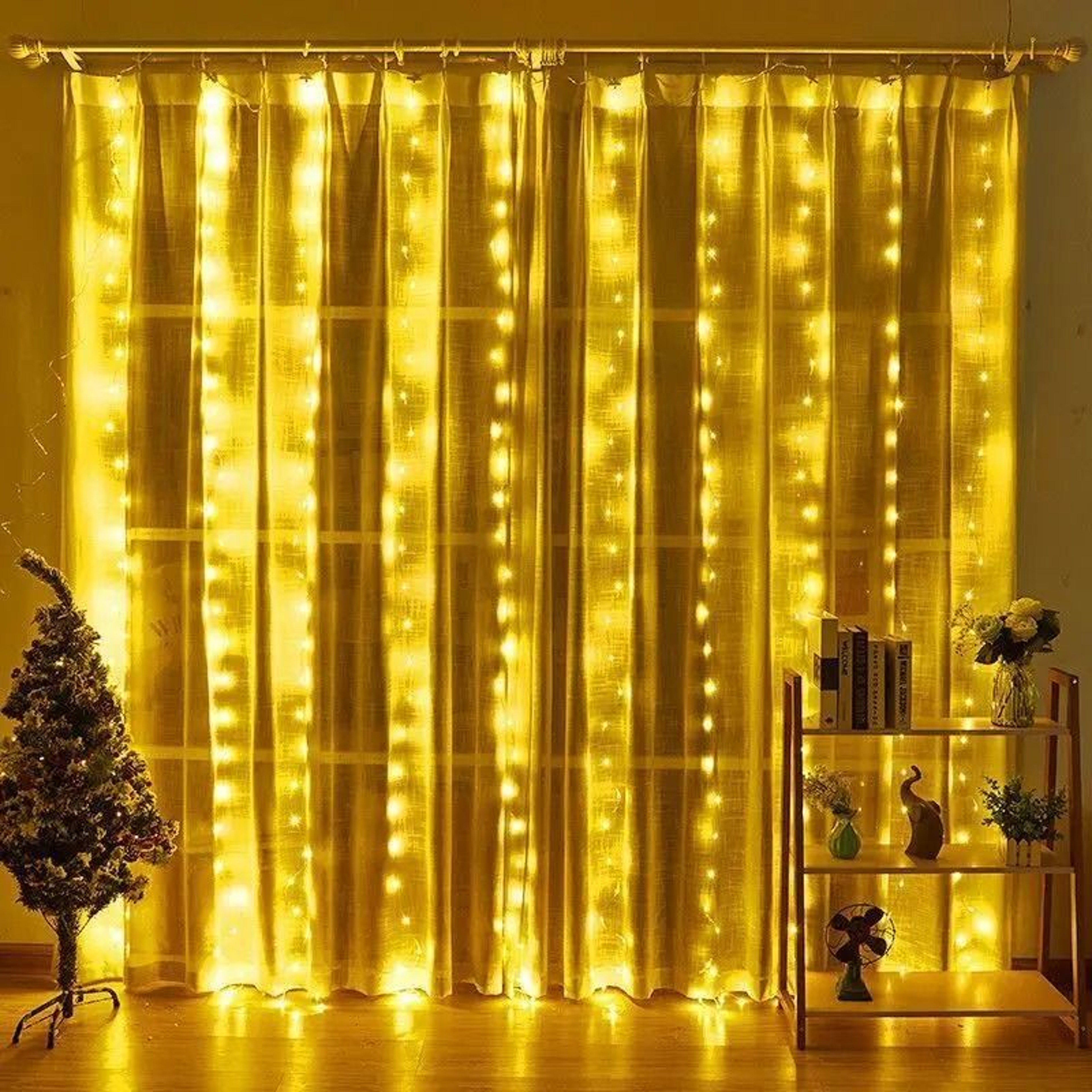 USB LED Curtain String Lights Remote Control Hanging Garland Lights 4