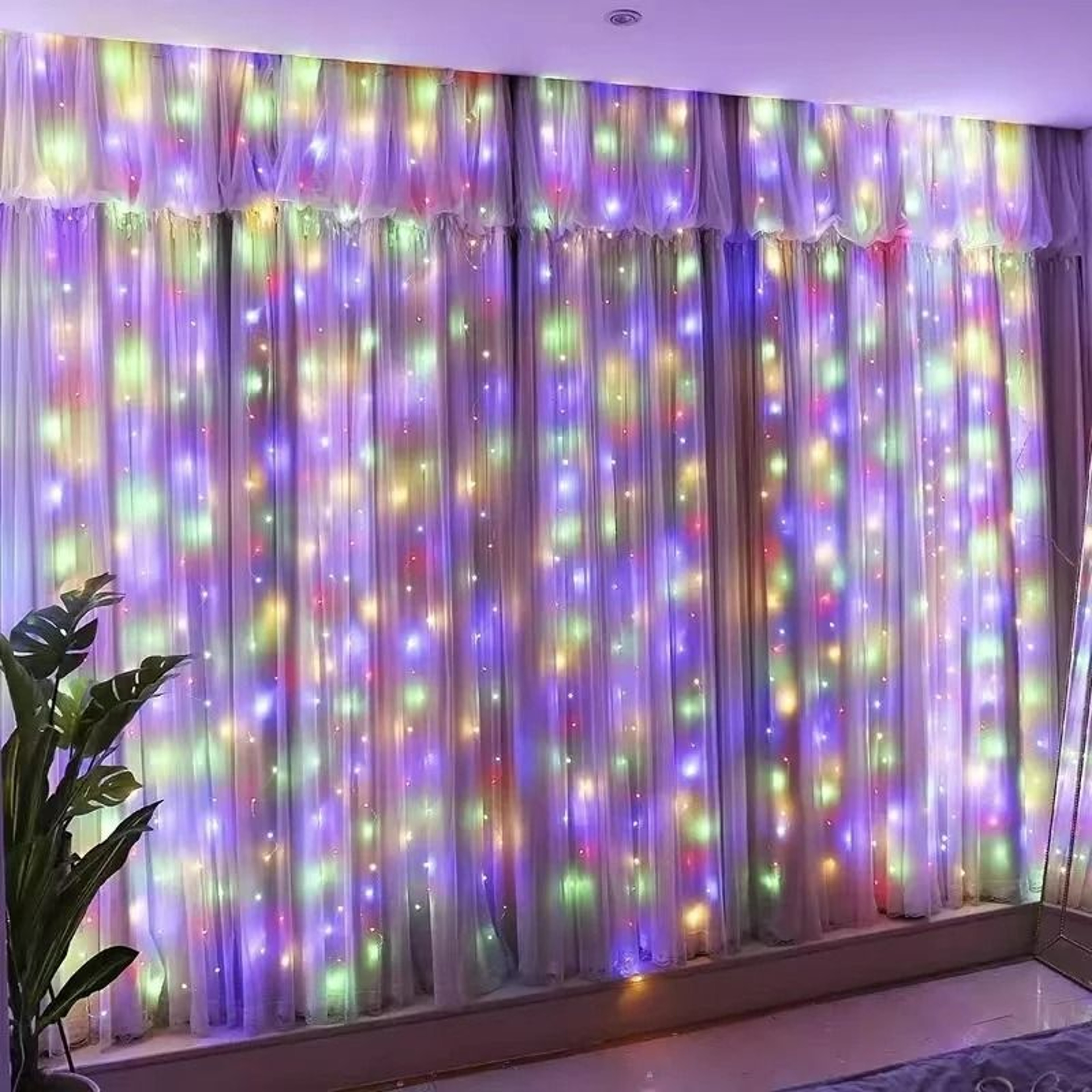 USB LED Curtain String Lights Remote Control Hanging Garland Lights 7