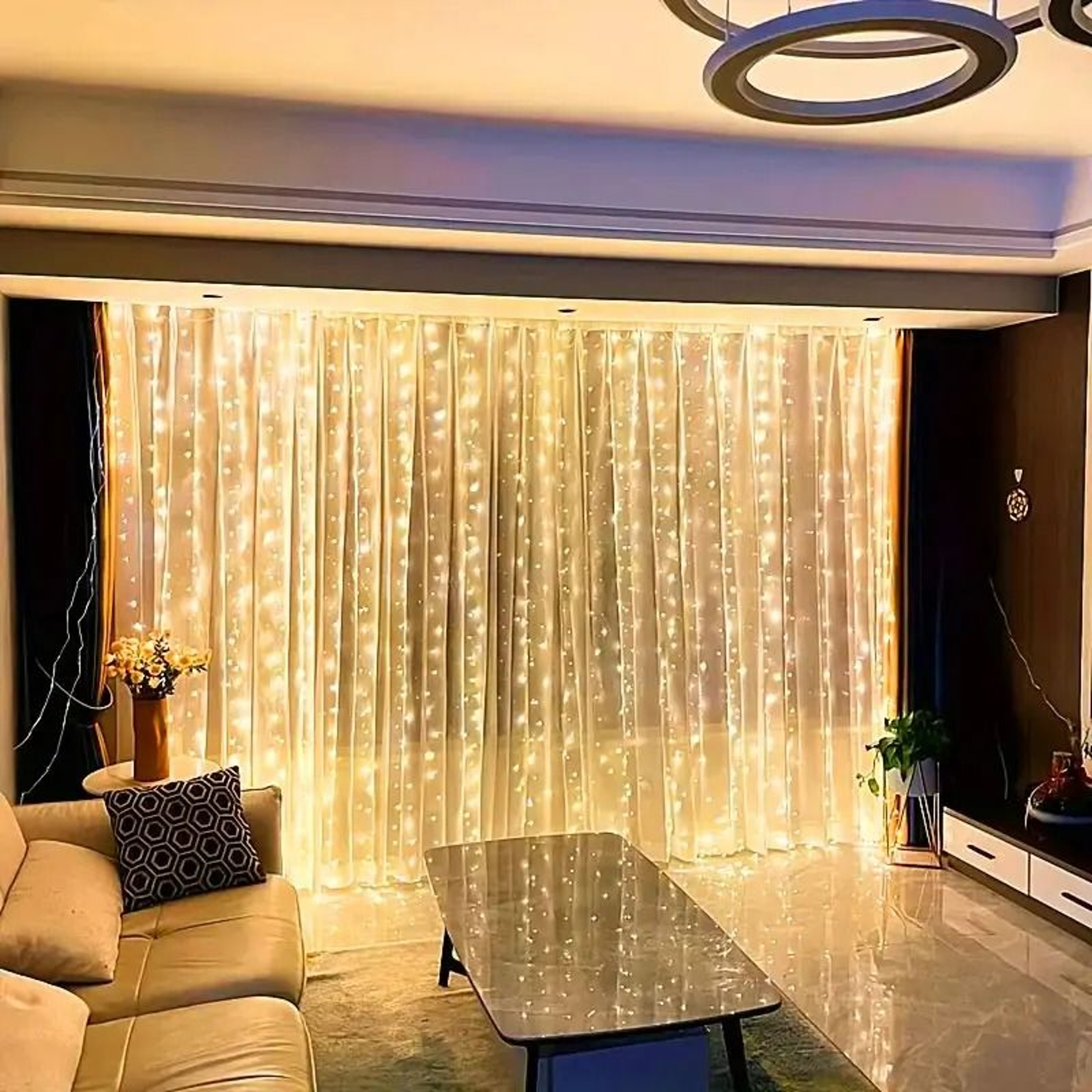 USB LED Curtain String Lights Remote Control Hanging Garland Lights 8