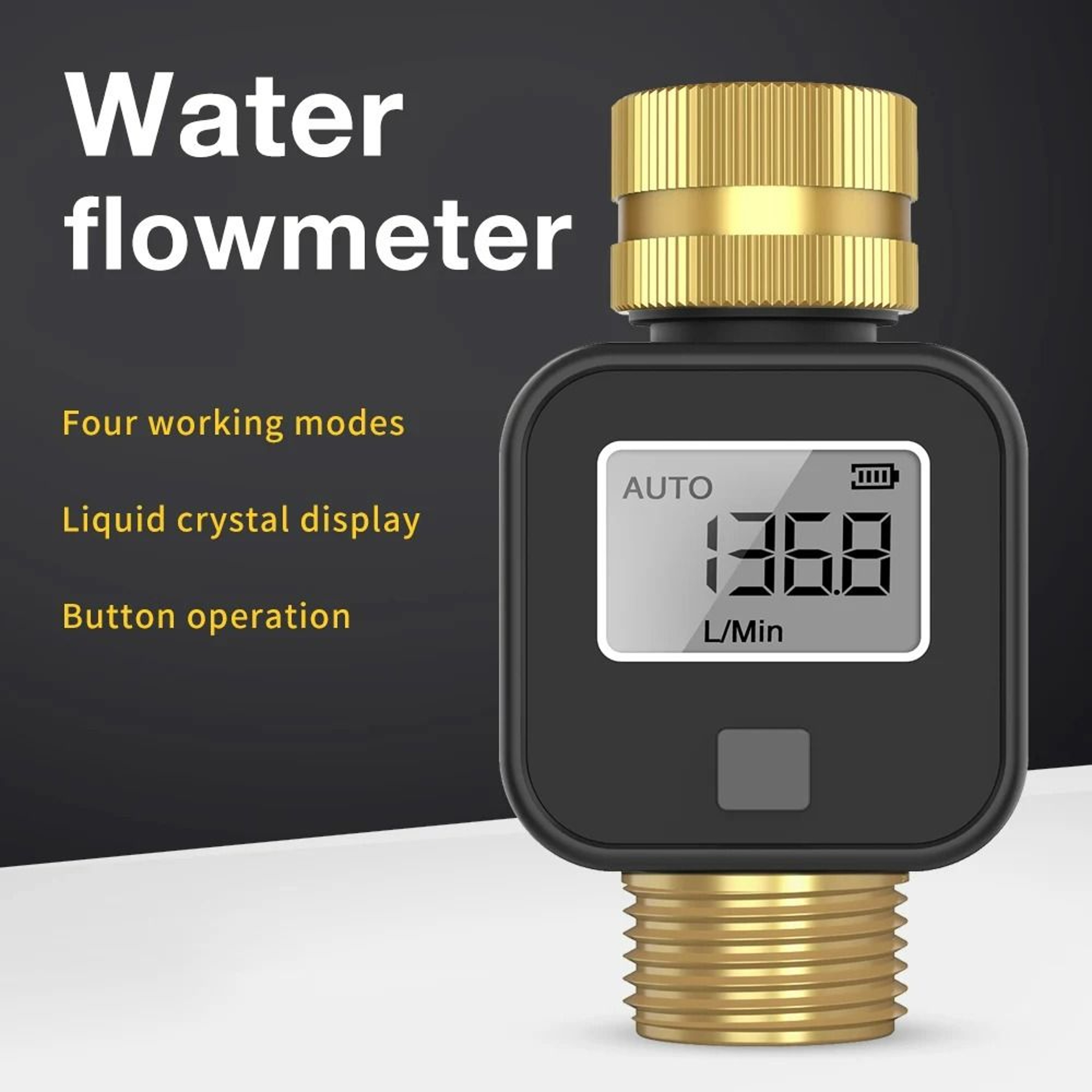 Digital Water Flow Meter With Brass Connectors 0